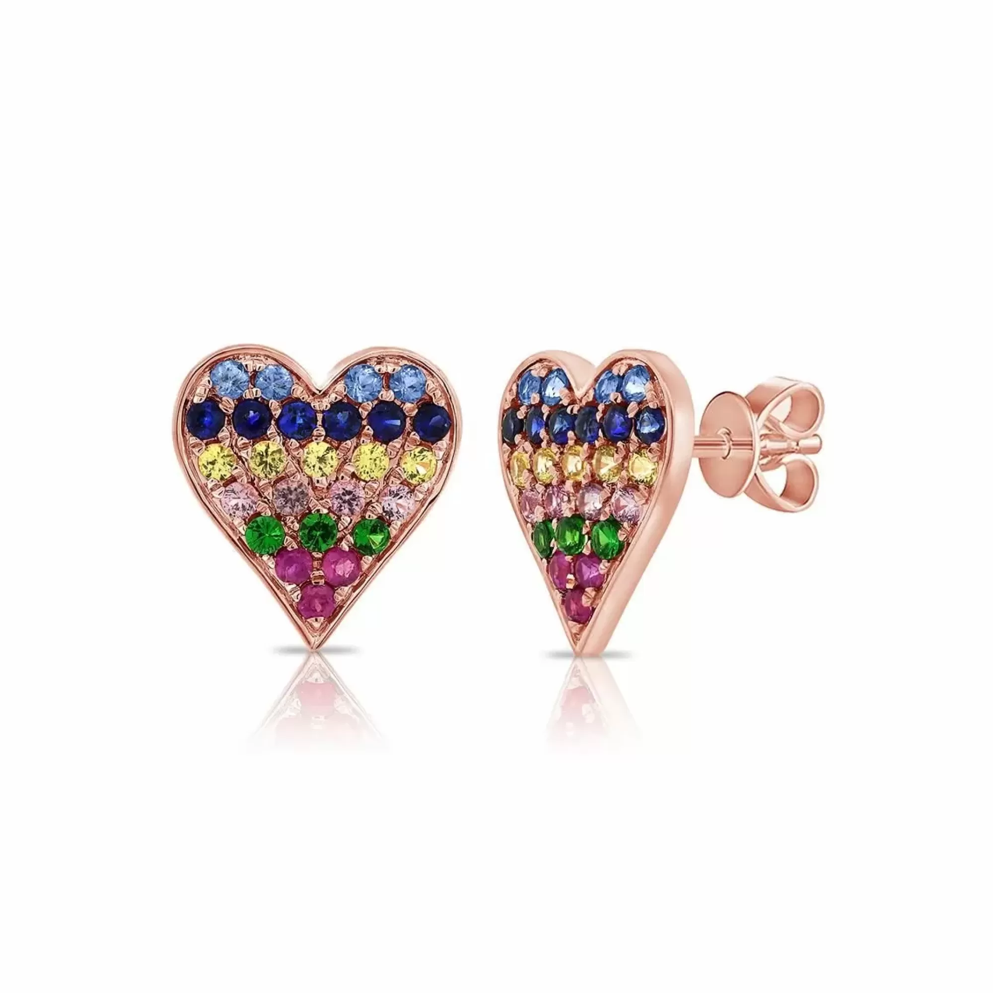 London Collection Rose Gold Multi Color Heart Stud Earrings Flash Sale