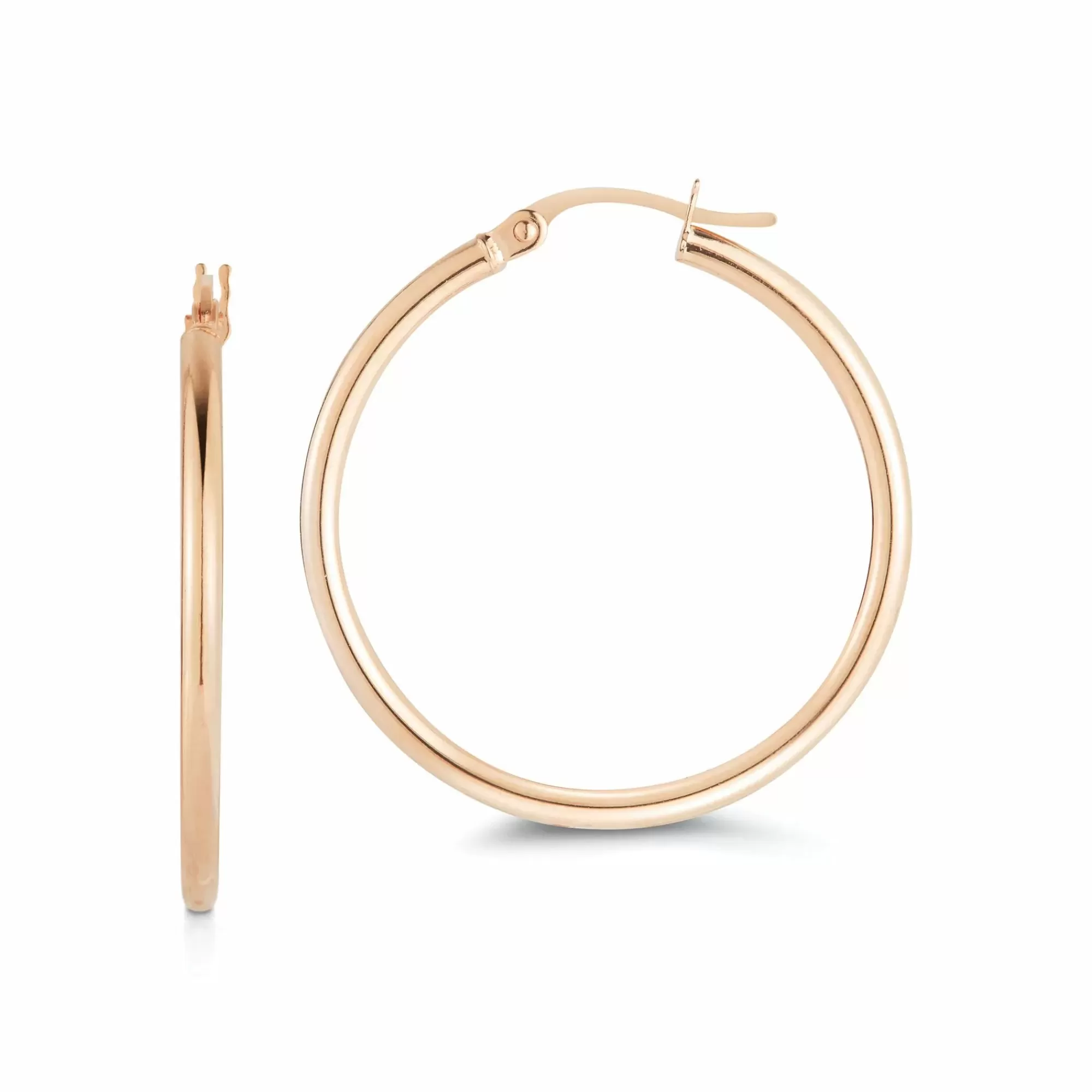 * London Collection Rose Gold Small Polished Hoop Earrings Online