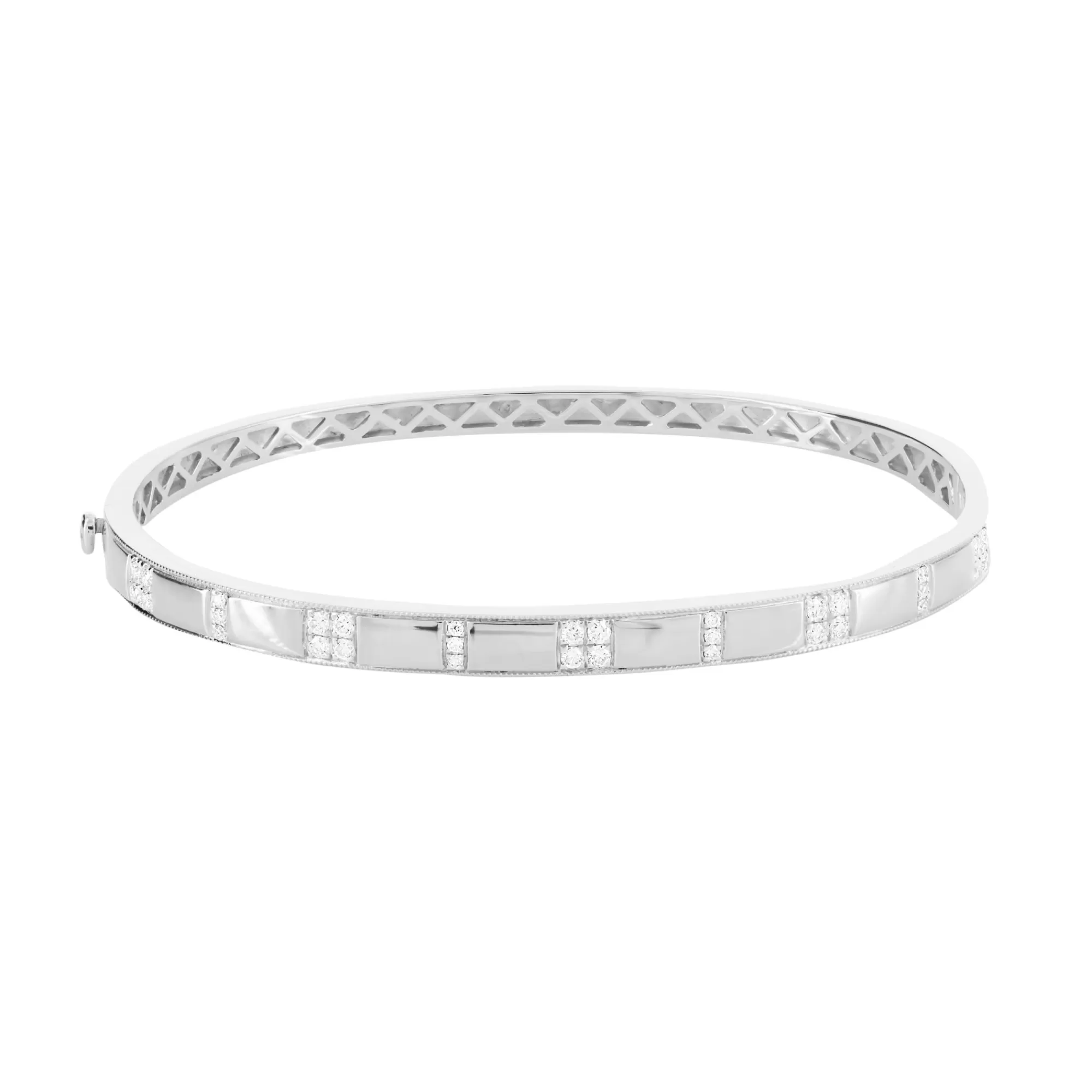 * London Collection Square Bar 18K White Gold Diamond Bangle Bracelet Discount