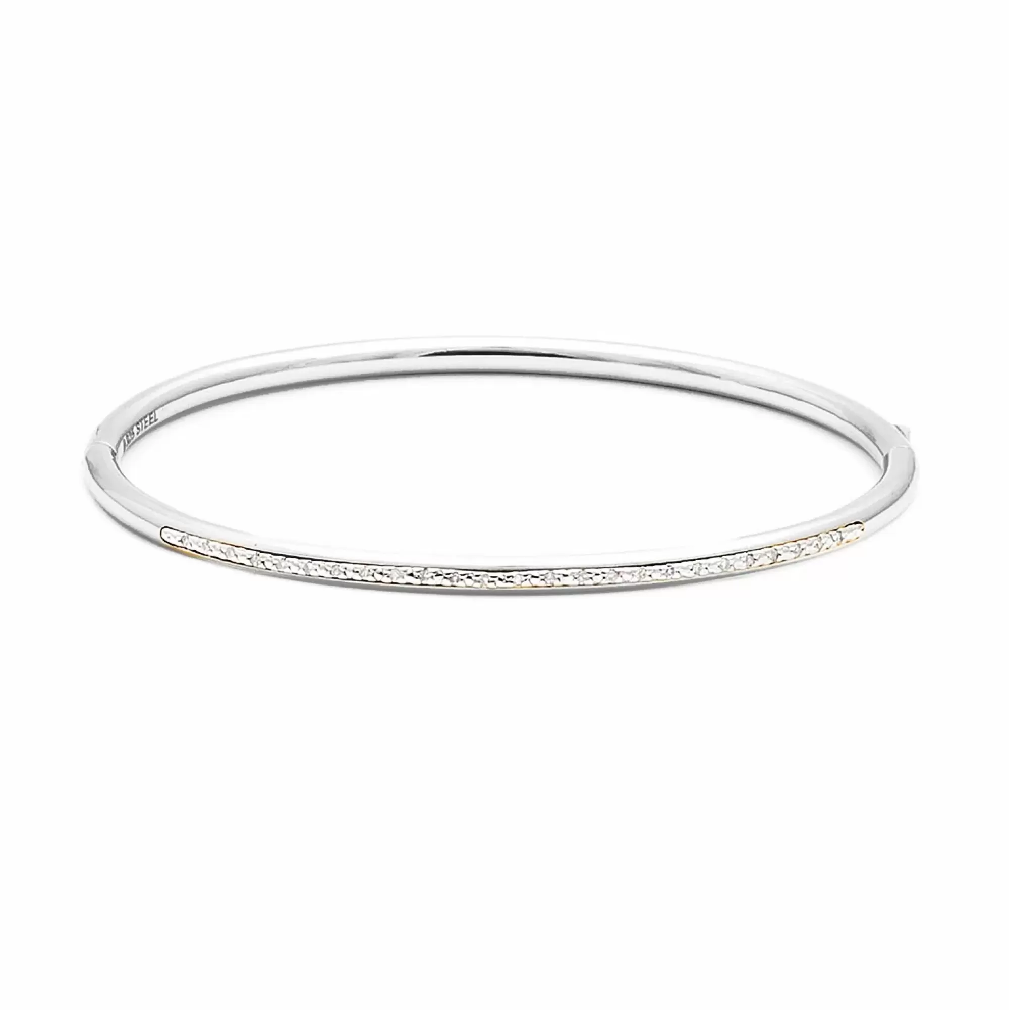 London Collection Stainless Steel And Pave Diamond Bangle Store