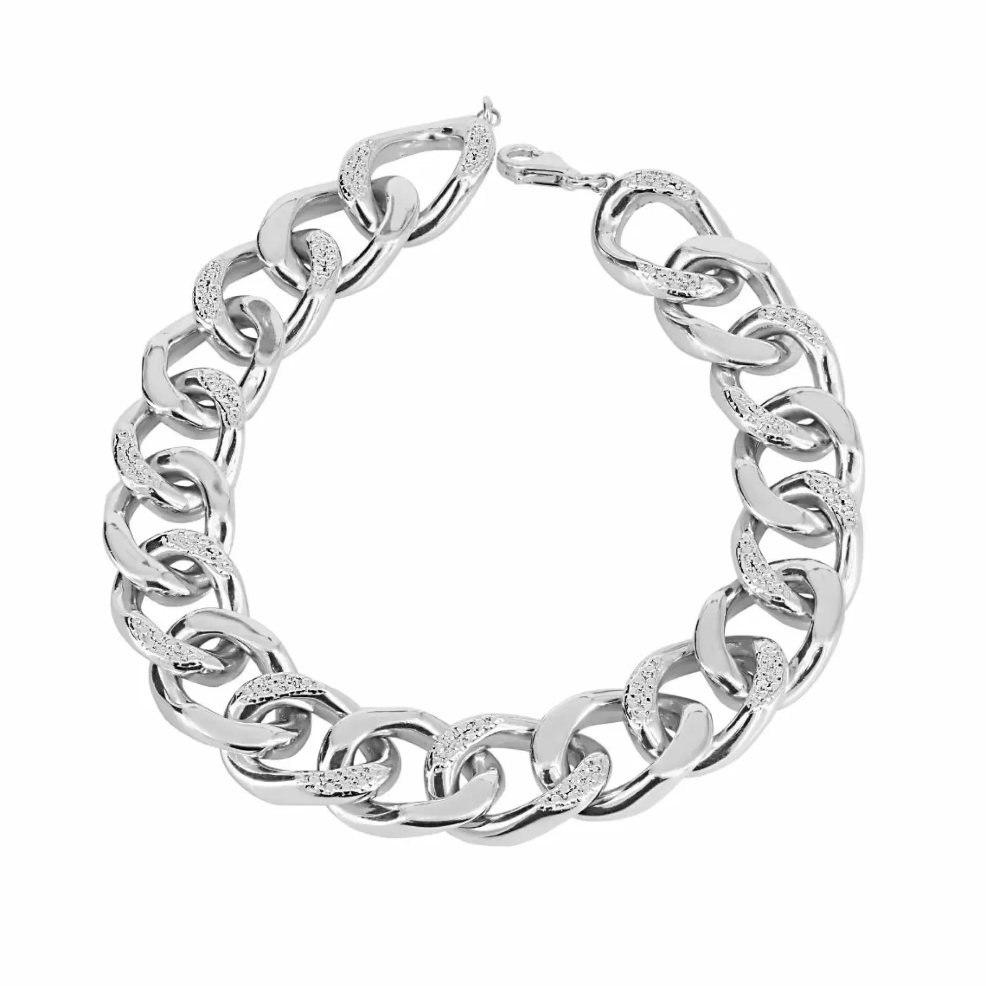 * London Collection Sterling Silver Diamond Curb Link Bracelet Outlet