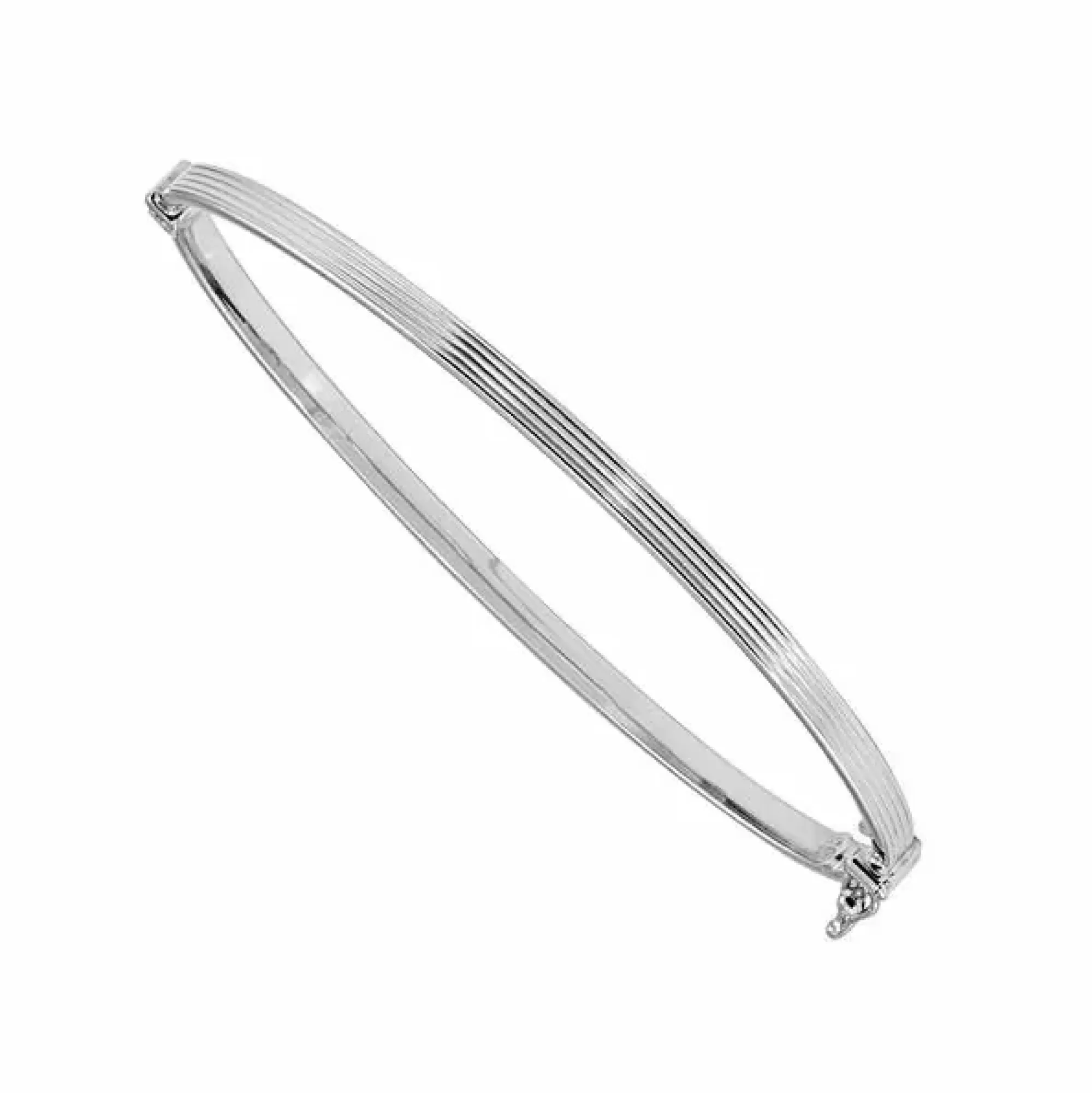 * London Collection Sterling Silver Thin Lined Hinged Bangle Flash Sale