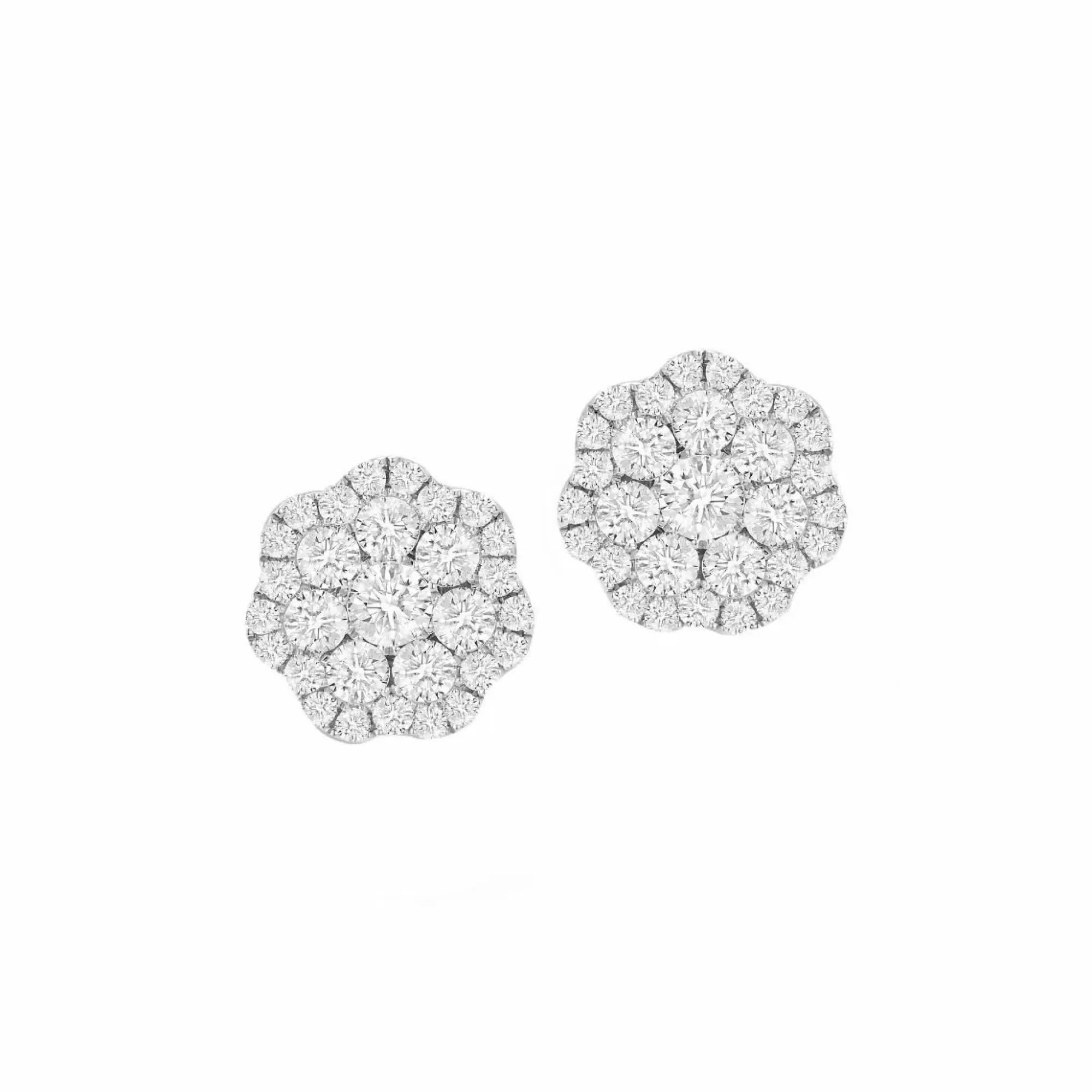 London Collection White Gold Extra Large Flower Cluster Diamond Stud Earrings Best Sale