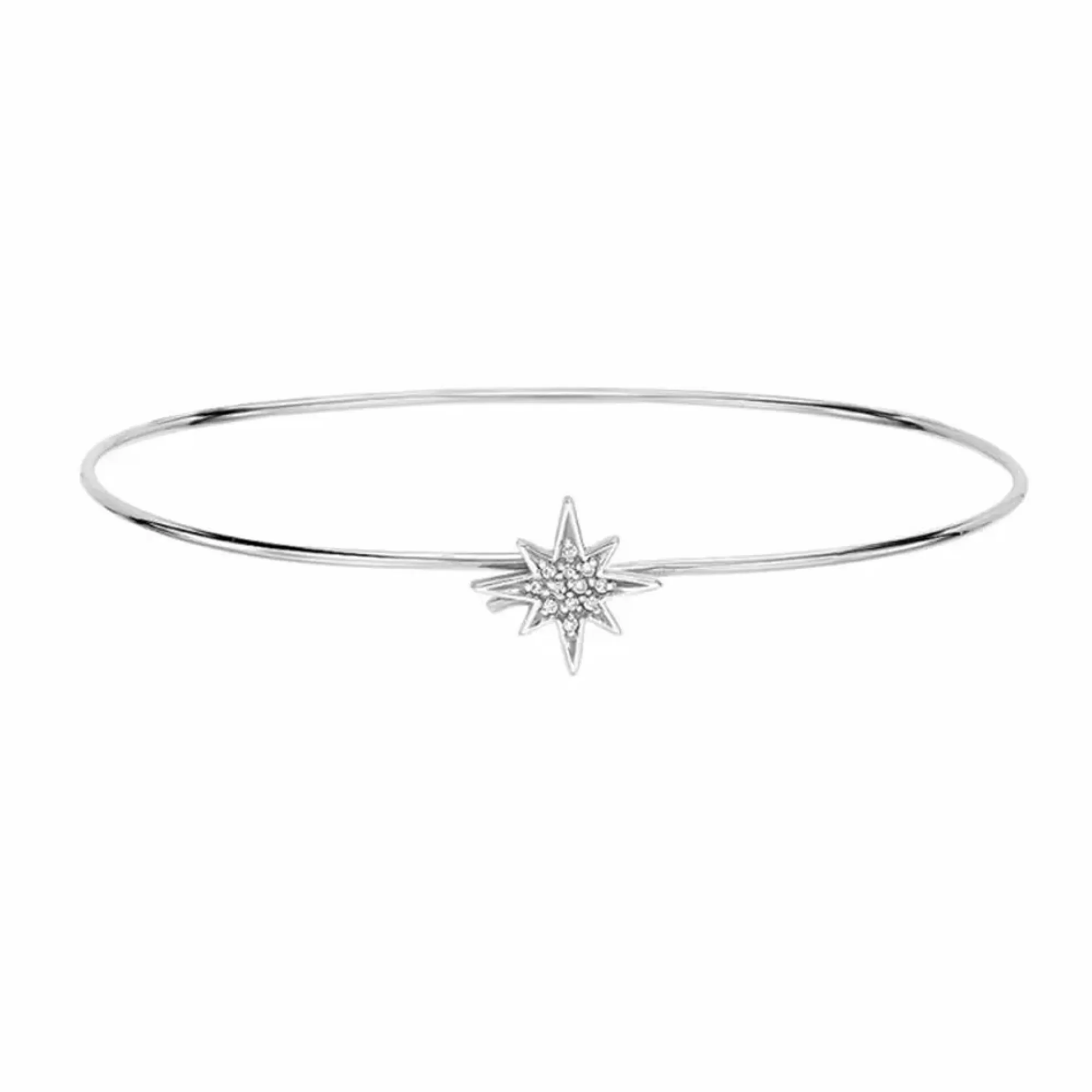 * London Collection White Gold Starburst Hook Bangle Bracelet Best