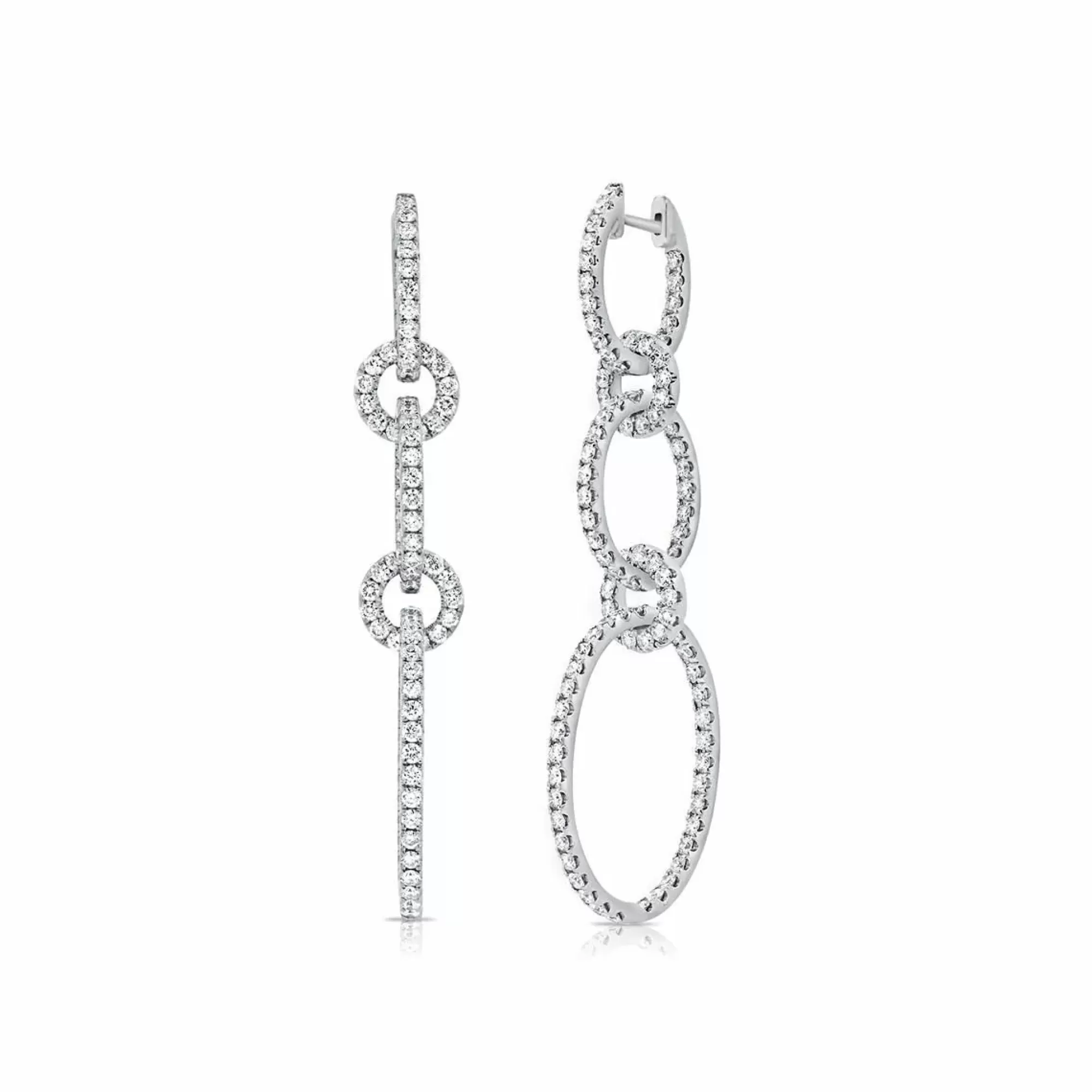 London Collection White Gold Triple Oval Diamond Drop Earrings Cheap