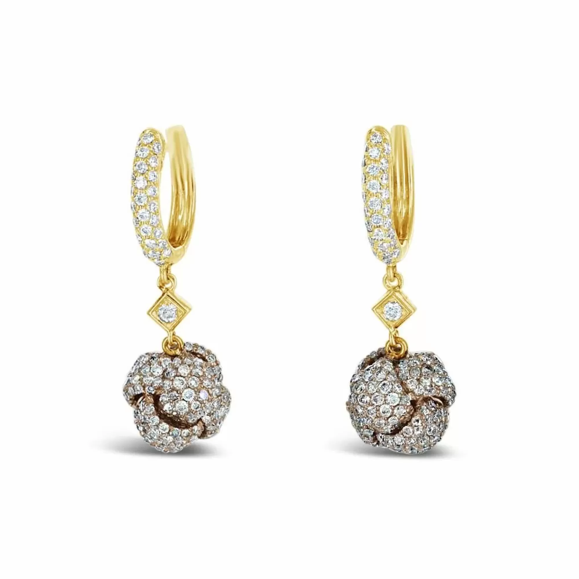 * London Collection Yellow And Rose Gold Mixed Diamond Earrings Cheap