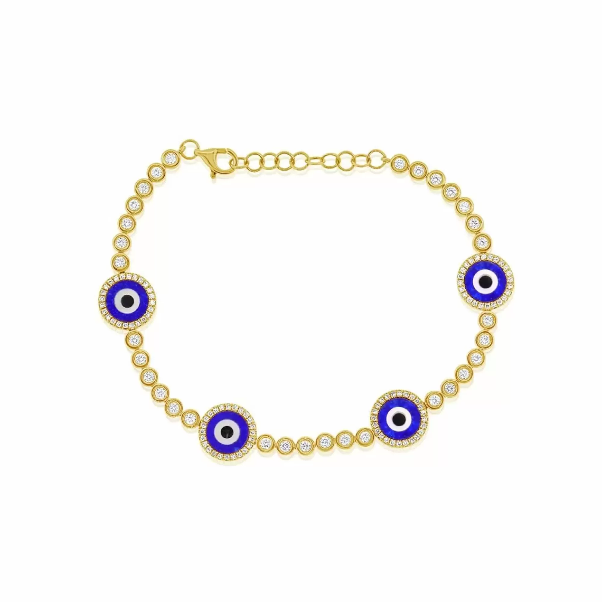 London Collection Yellow Gold Diamond And Lapis Evil Eye Bracelet Online