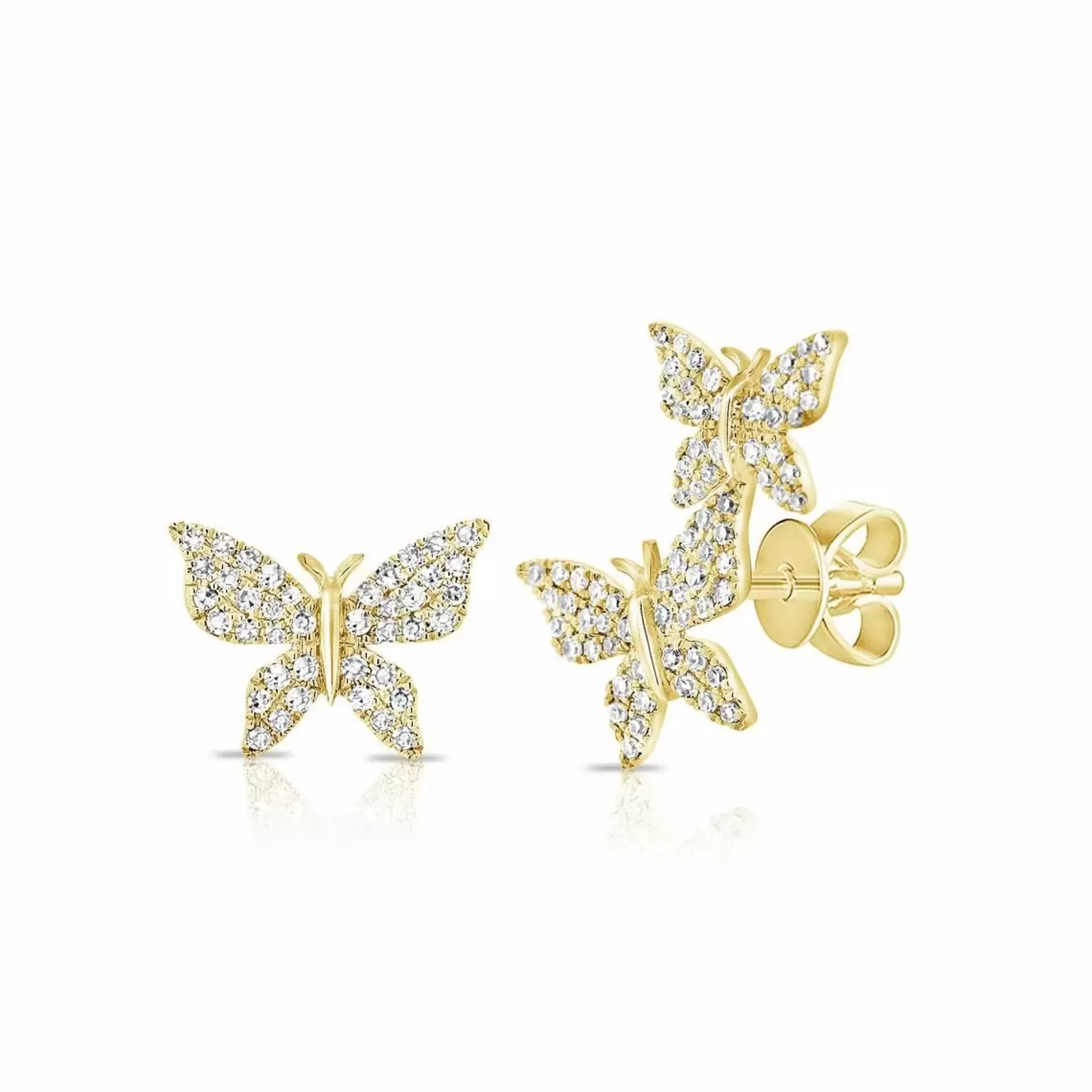 London Collection Yellow Gold Diamond Butterfly Stud Earrings Best