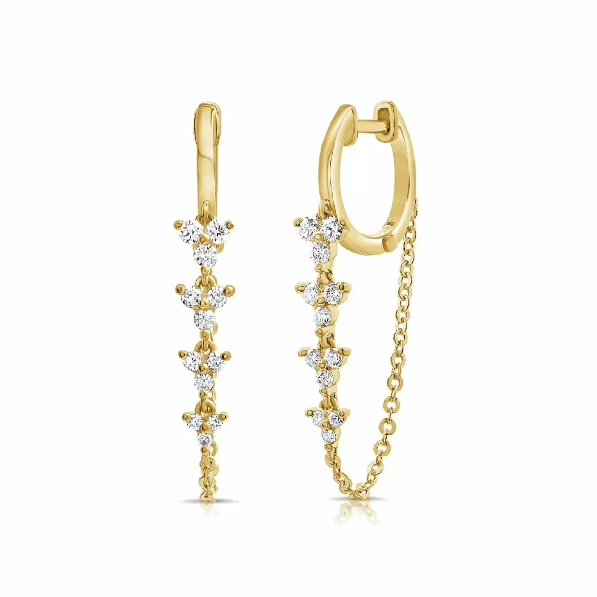 London Collection Yellow Gold Diamond Chainhuggie Earrings Cheap