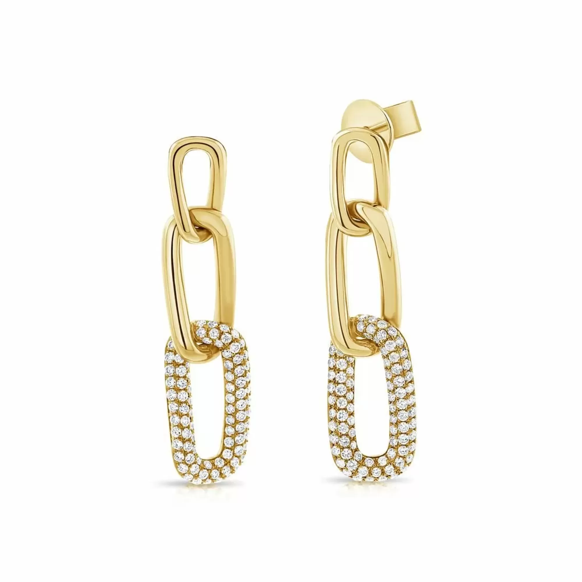 London Collection Yellow Gold Diamond Dangle Link Earrings Fashion