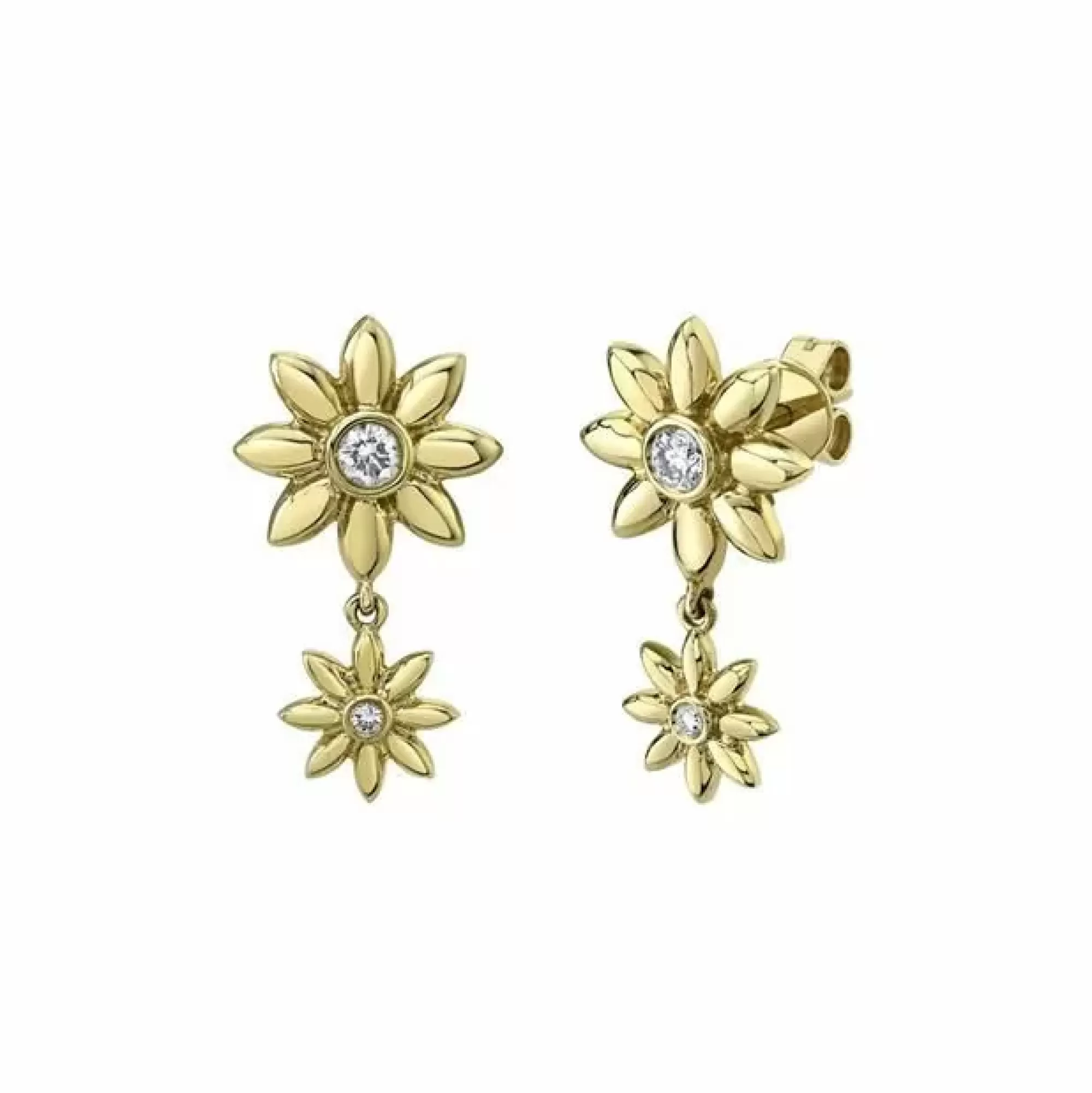 * London Collection Yellow Gold Diamond Flower Drop Earrings Clearance