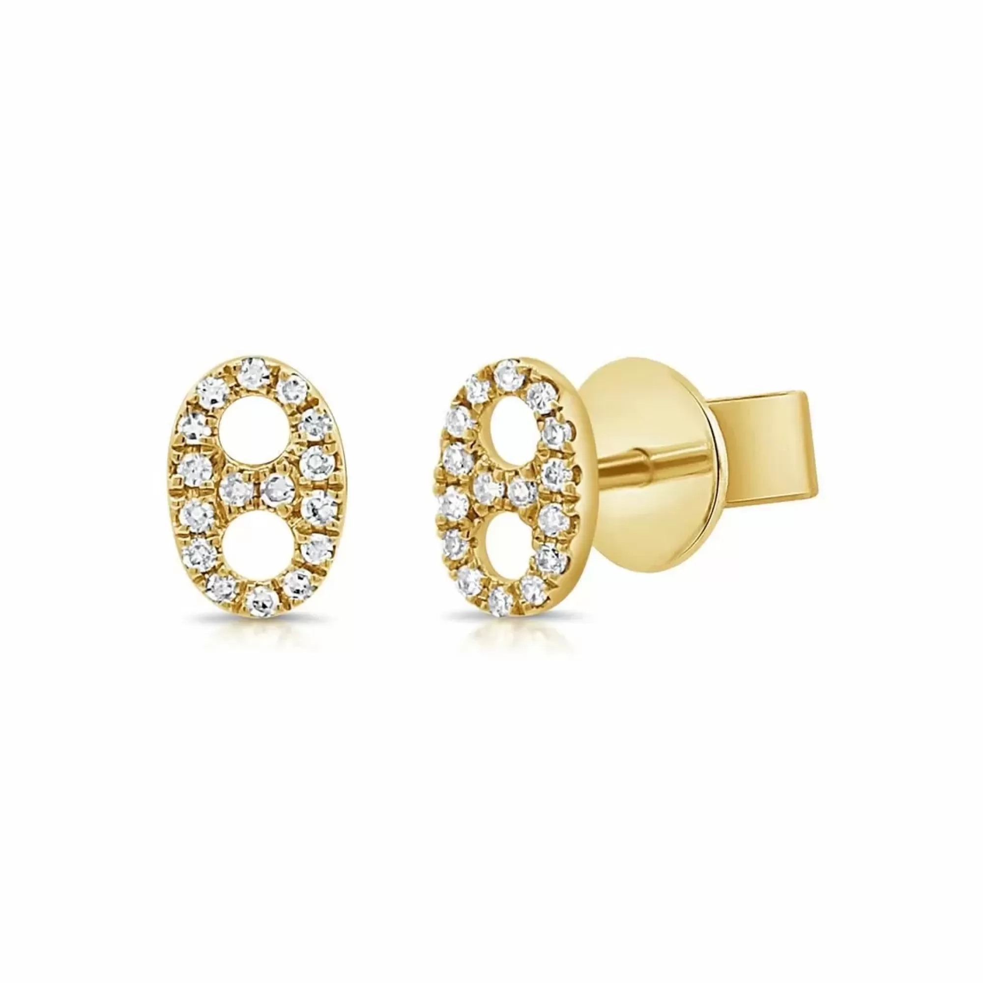 London Collection Yellow Gold Diamond Mariner Link Earrings Cheap