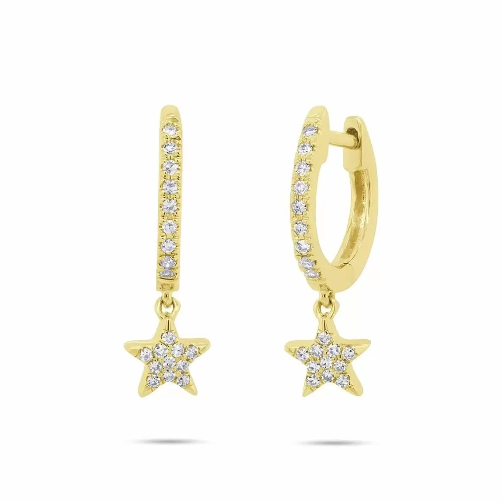 London Collection Yellow Gold Diamond Star Huggie Earrings Flash Sale