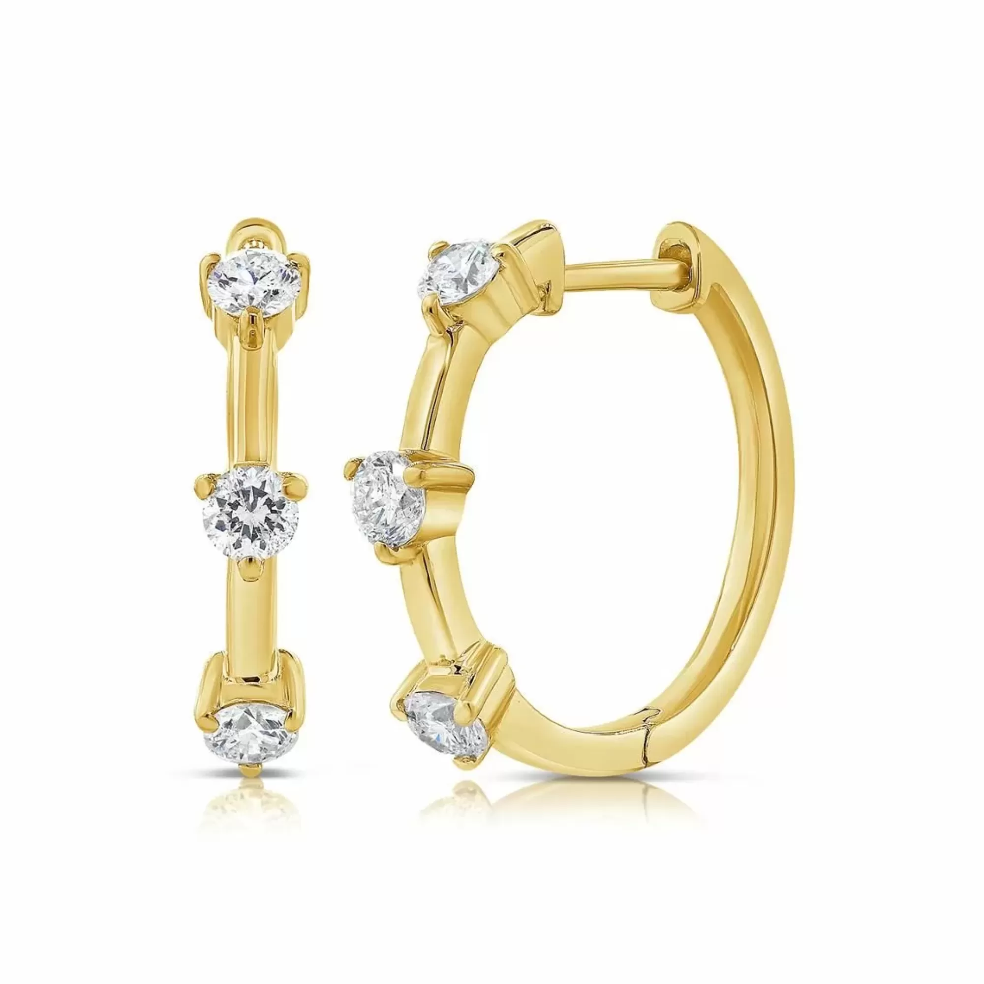 London Collection Yellow Gold Diamond Station Hoop Earrings Online