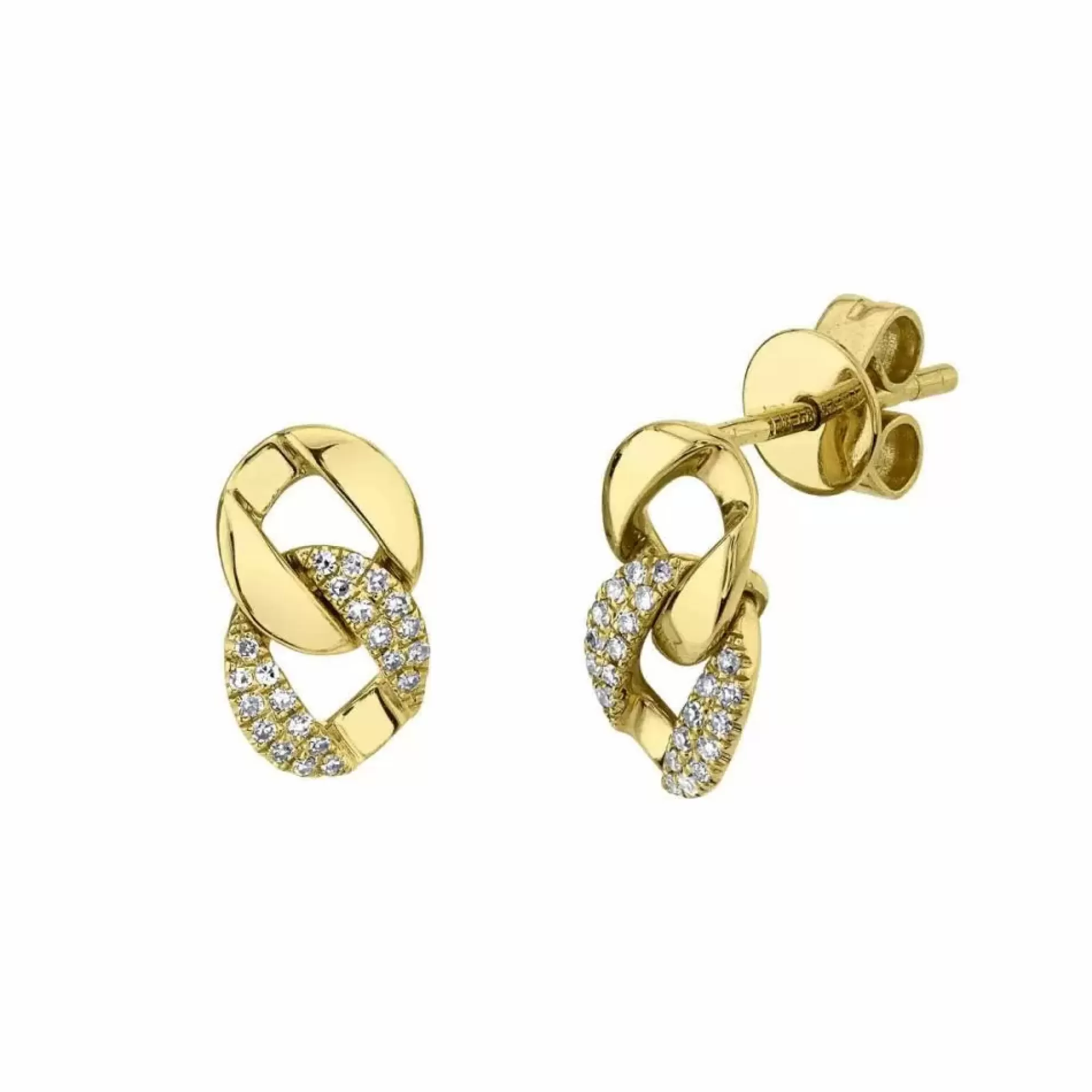 London Collection Yellow Gold Pave Link Earrings Fashion