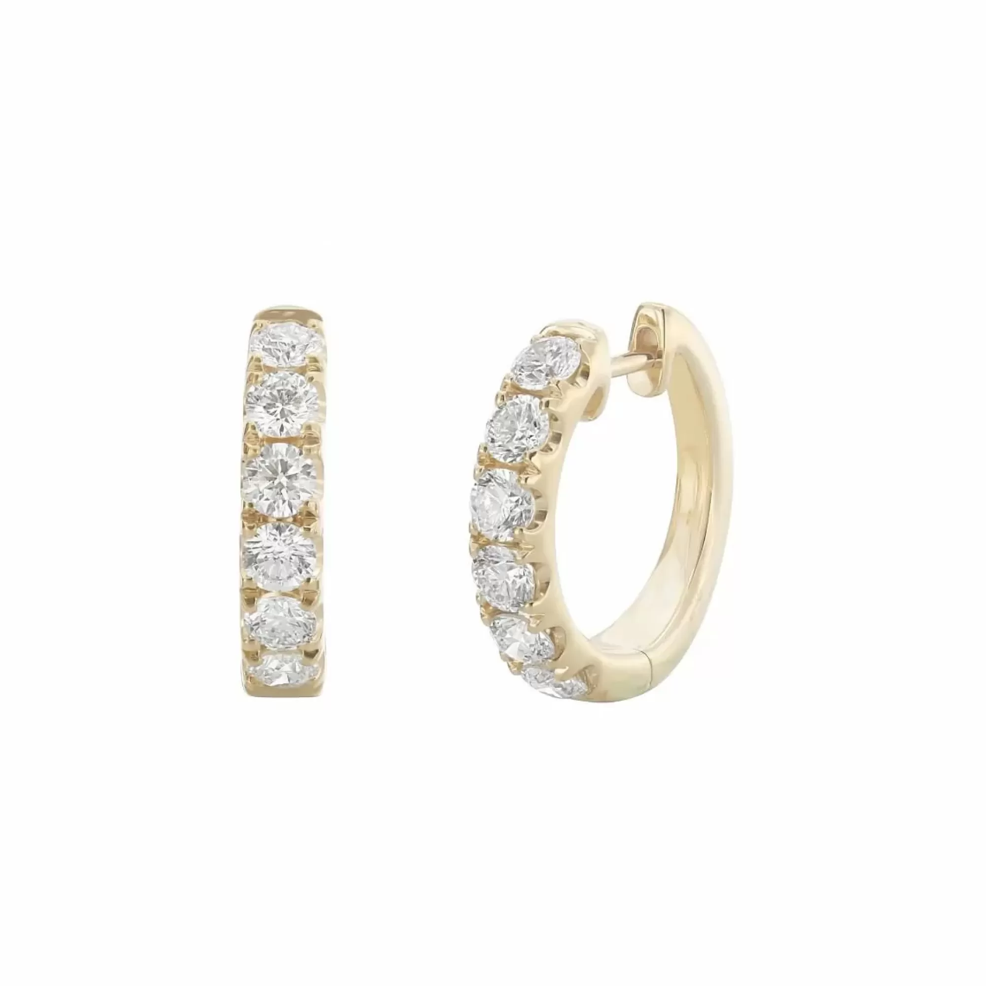 London Collection Yellow Gold Round Diamond Hoop Earrings Flash Sale