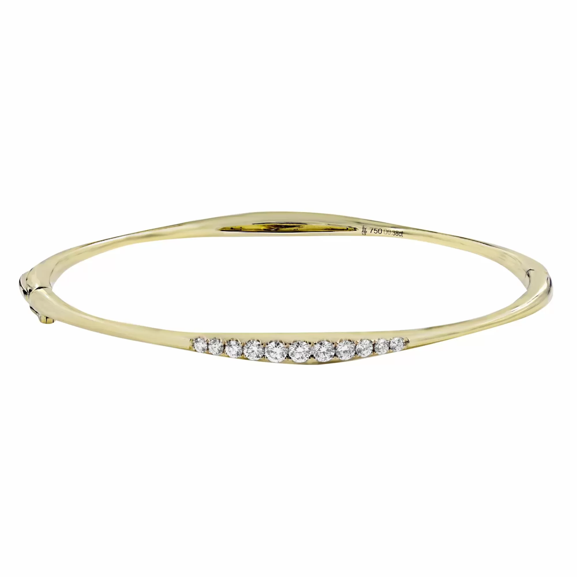 * London Collection Yellow Gold Thin Diamond Bangle Bracelet New