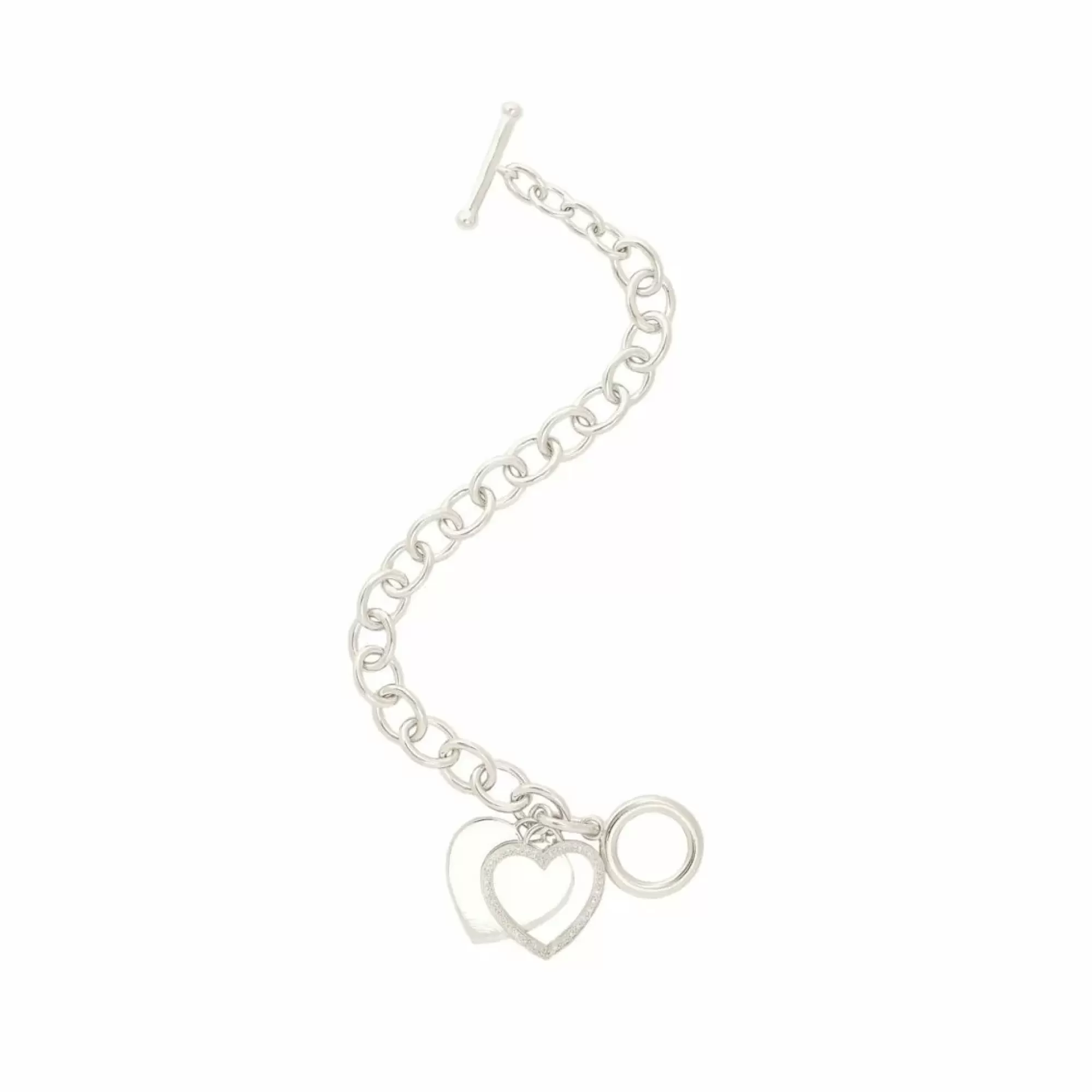 London Collection London Jewelers Special Value Double Heart Charm Diamond Bracelet New