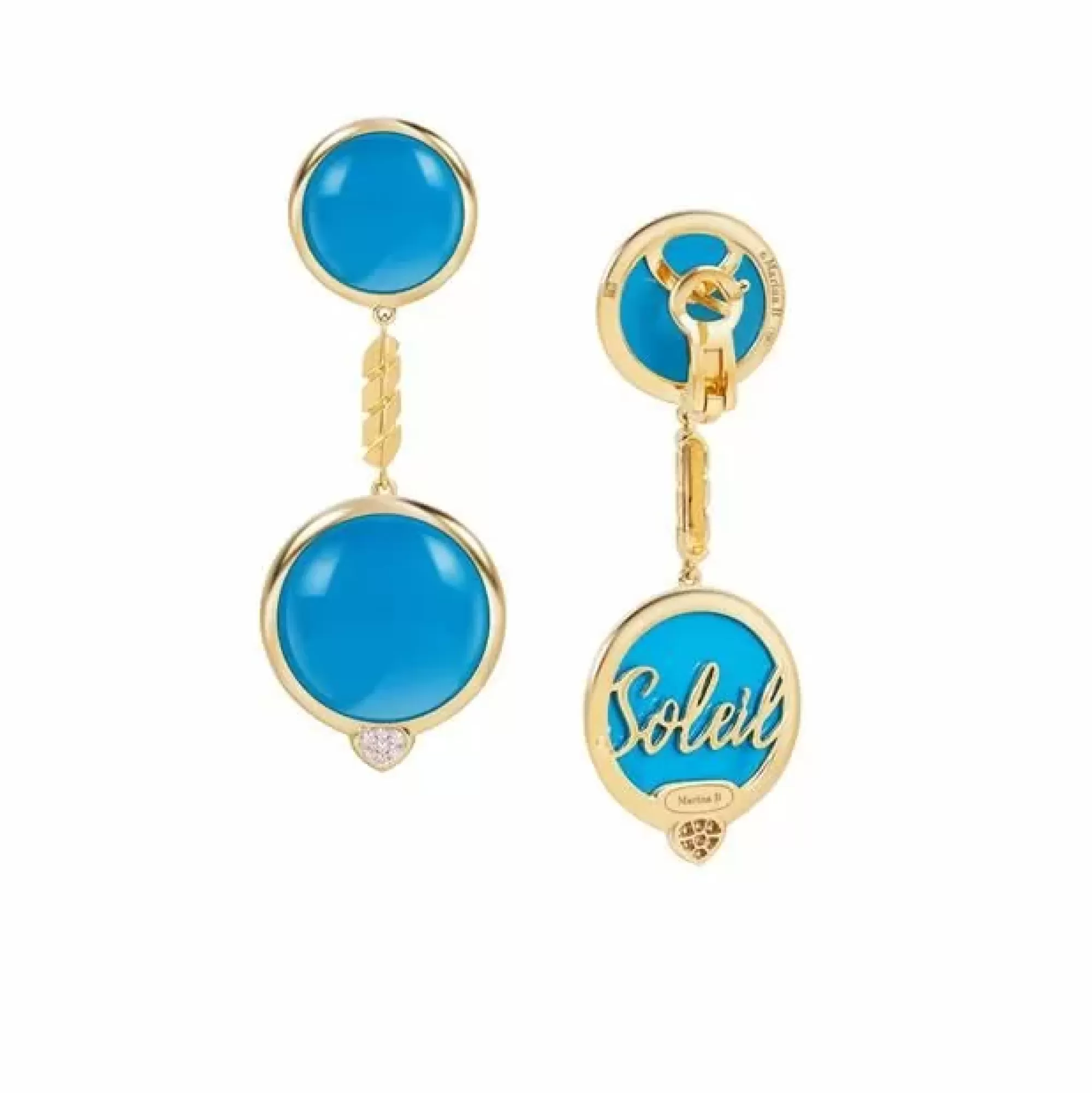 Marina B Soleil 18K Yellow Gold Turquoise And Diamond Long Earrings Shop