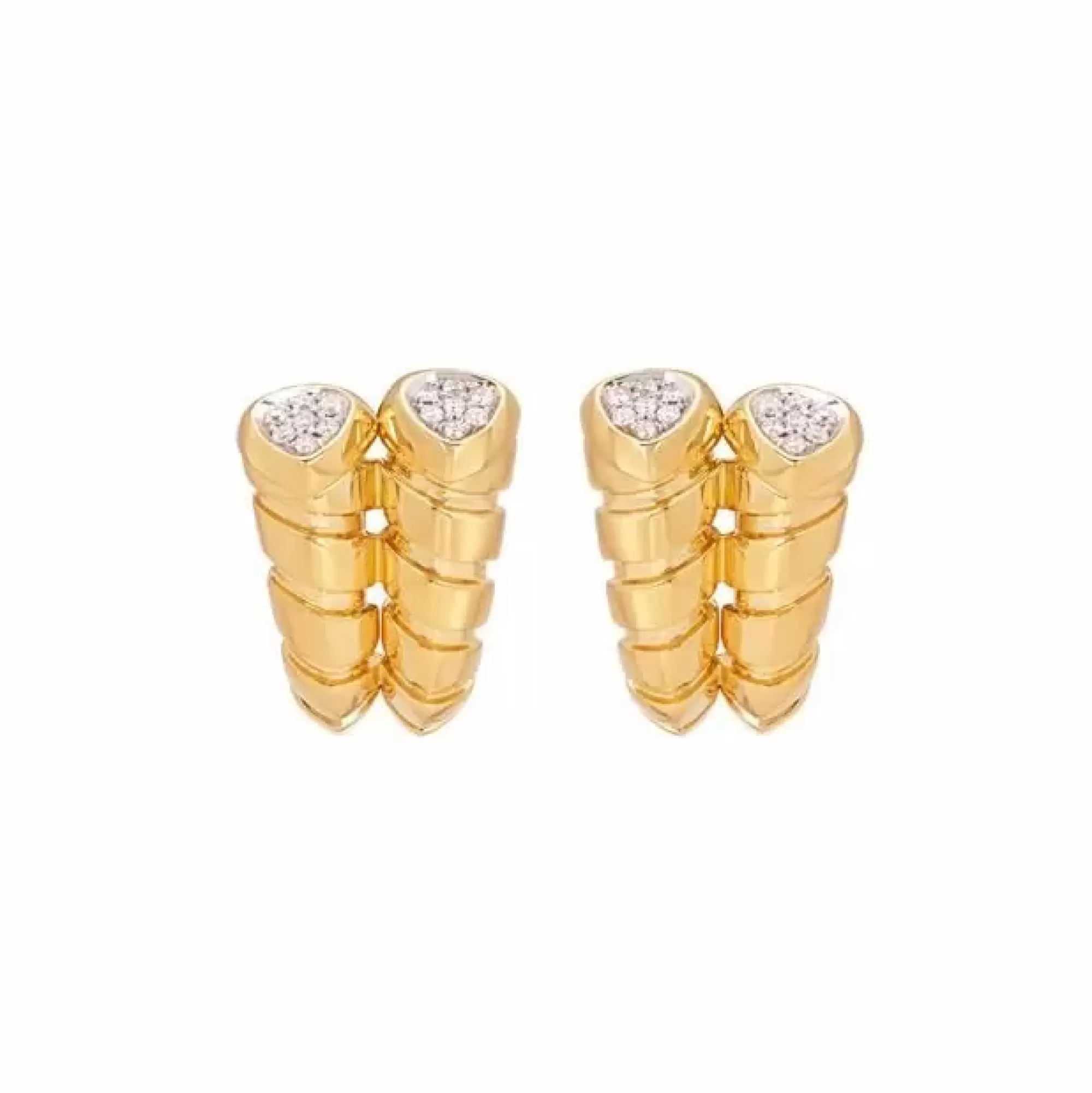 Marina B Trisolina 18K Yellow Gold Double Pave Diamond Earrings Outlet