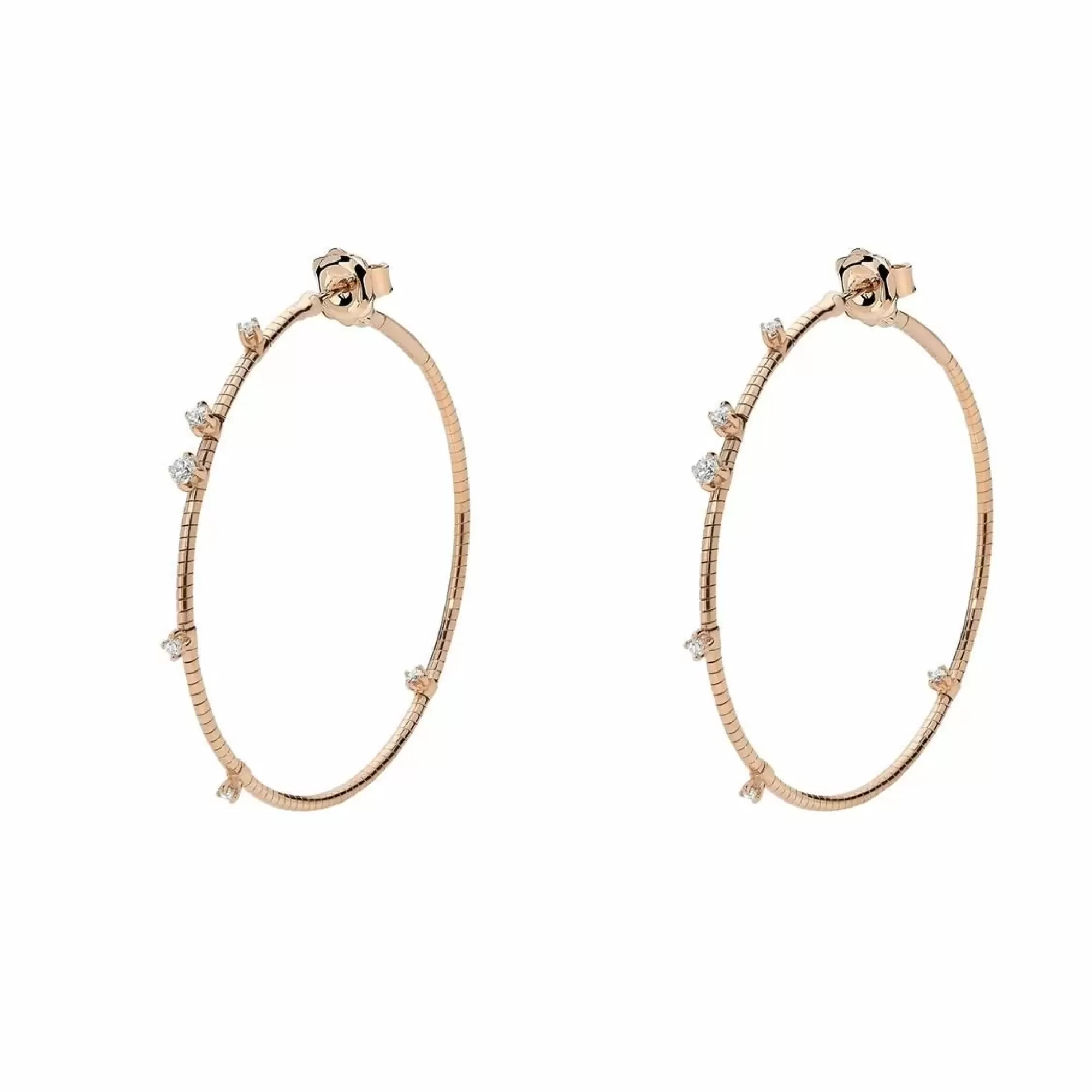 Mattia Cielo 18K Gold Prong Set Diamond Small Hoop Earrings Fashion