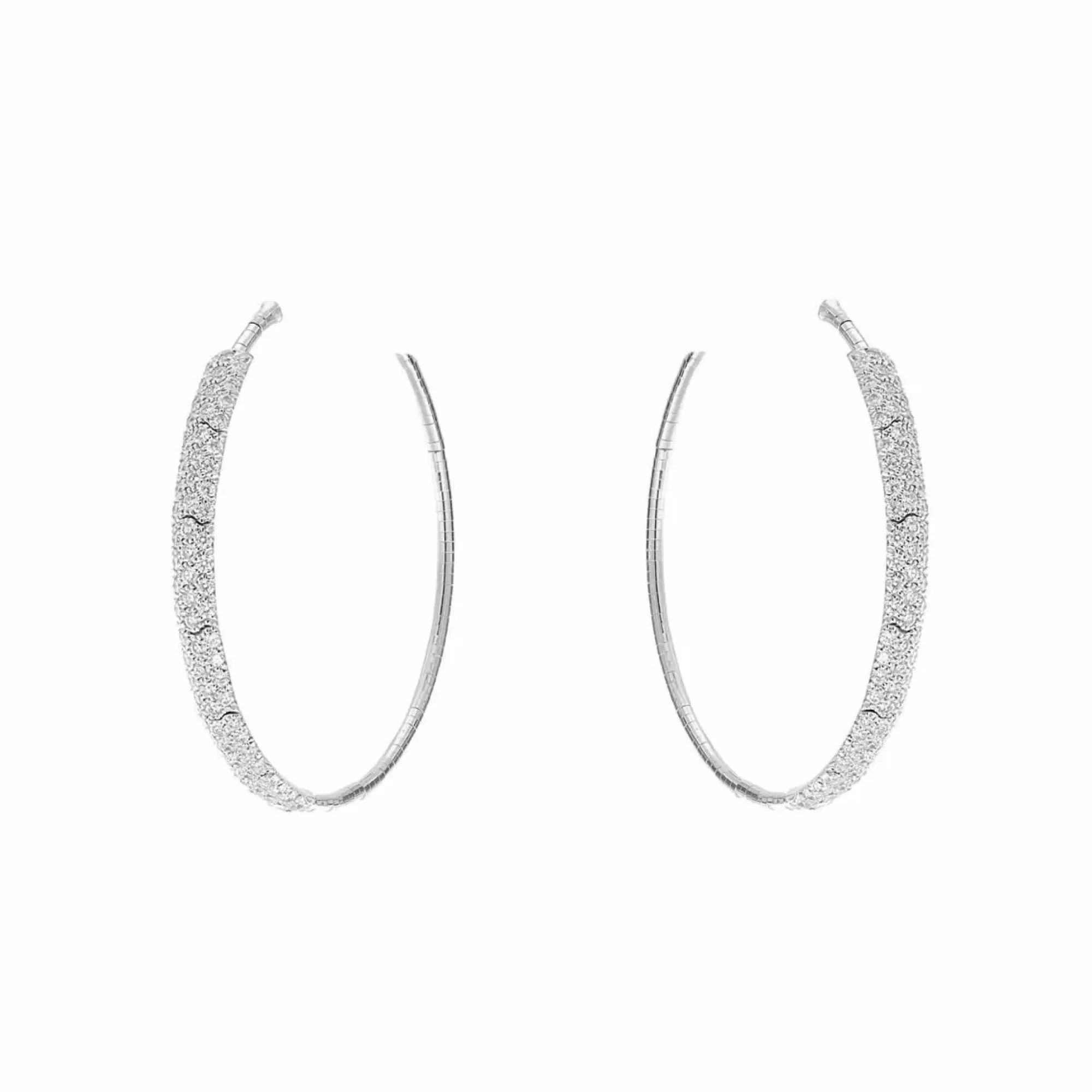 Mattia Cielo 18K White Gold Pave Diamond Front Hoop Earrings Flash Sale