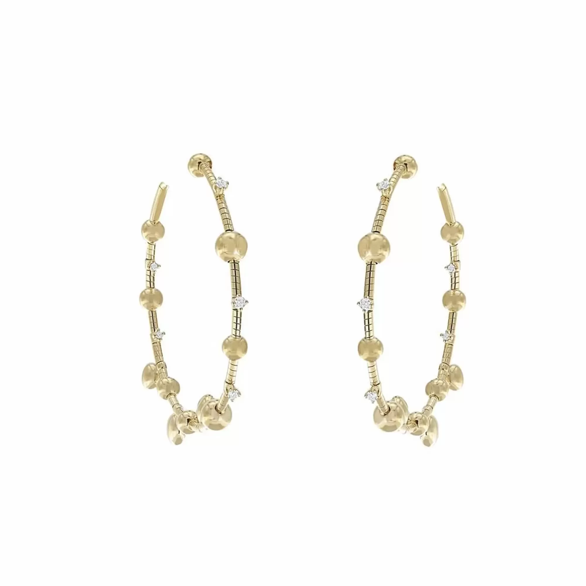 Mattia Cielo 18K Yellow Gold Round Diamond Ball Hoop Earrings Shop