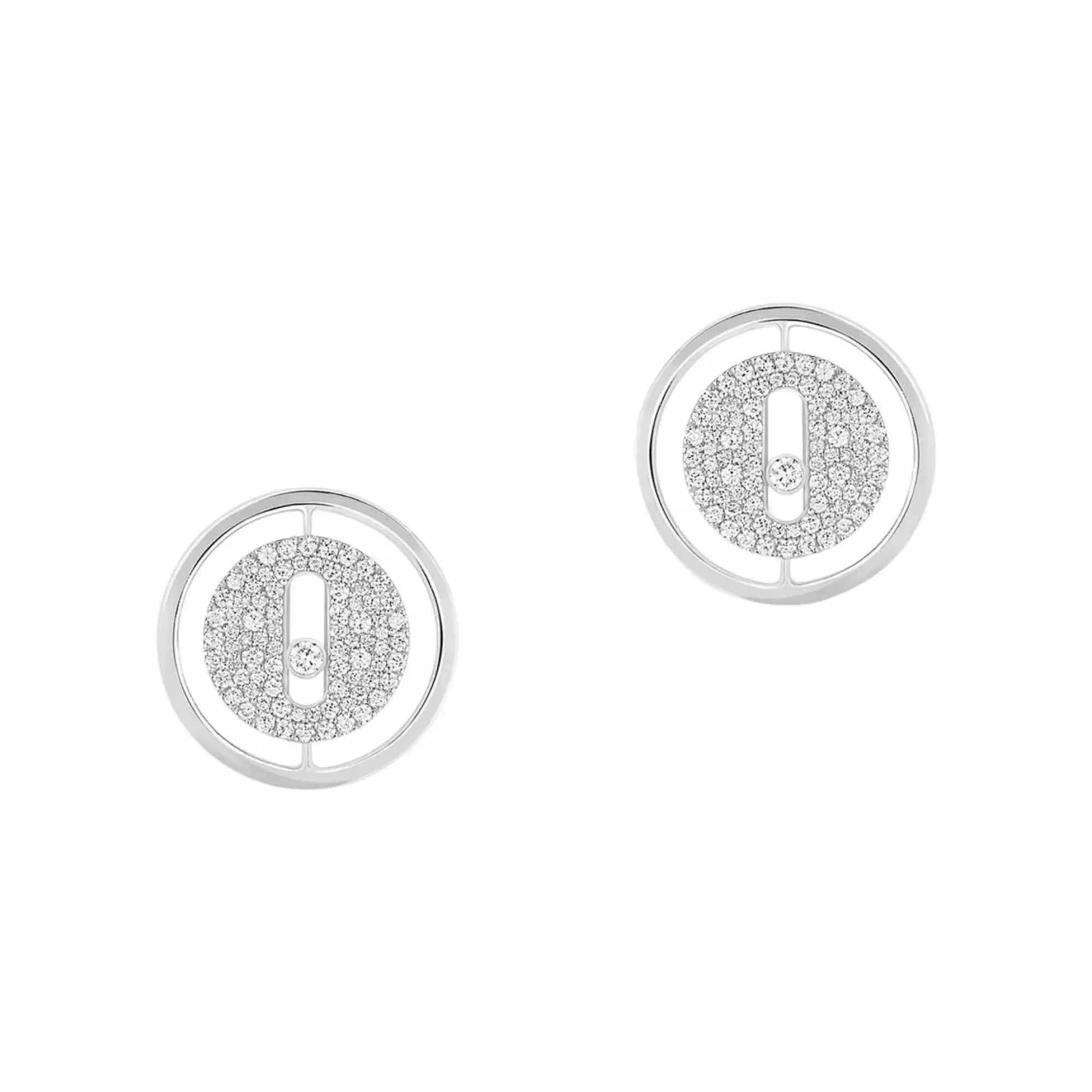Messika Lucky Move 18K White Gold Pave Diamond Stud Earrings Store