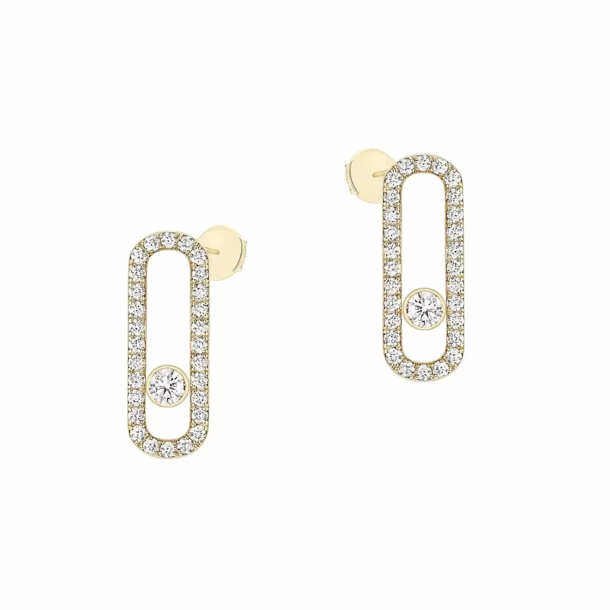 Messika Move Uno 18K Gold Pave Diamond Earrings Cheap