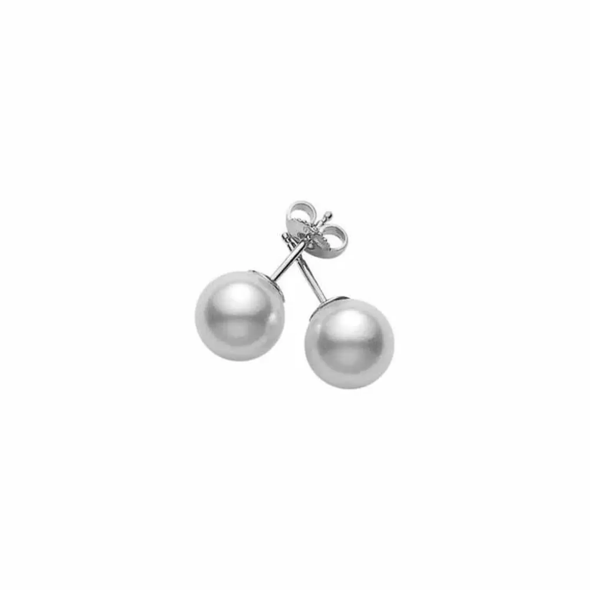 Mikimoto 18K White Gold 7.5 X 8Mm Akoya Pearl Stud Earrings Cheap