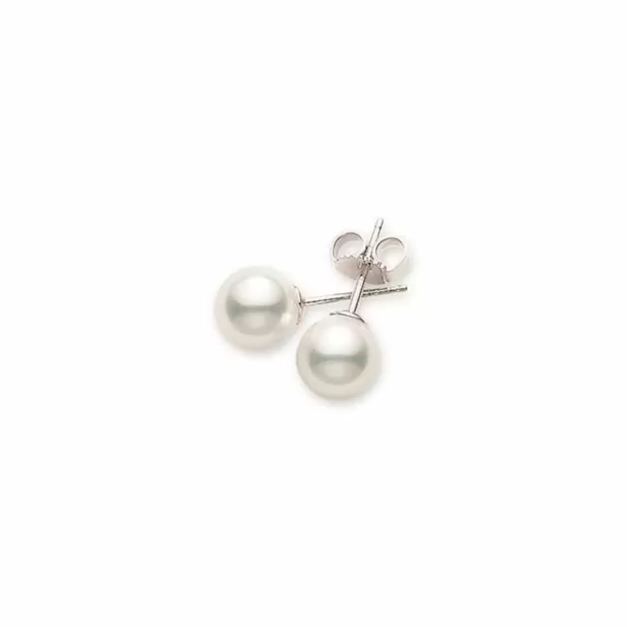 Mikimoto 18K White Gold 7 X 7.5Mm Akoya Pearl Stud Earrings Hot