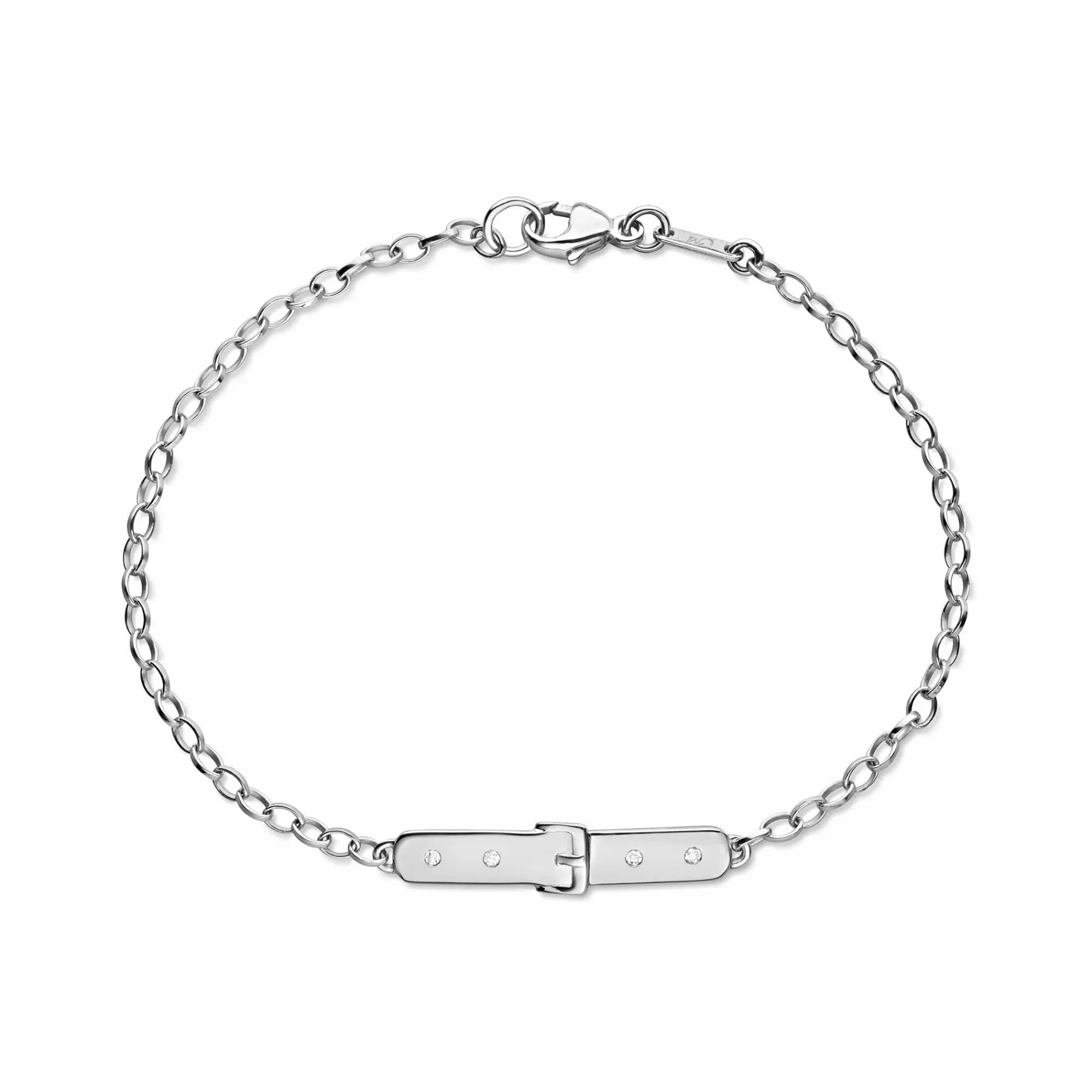 Monica Rich Kosann Sterling Silver Buckle White Sapphire Poesy Bracelet Outlet