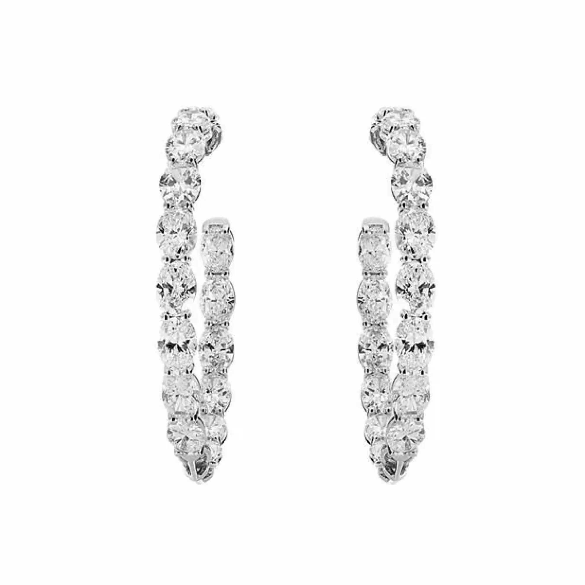 * Norman Silverman 18K Oval Diamond Hoop Earrings Clearance