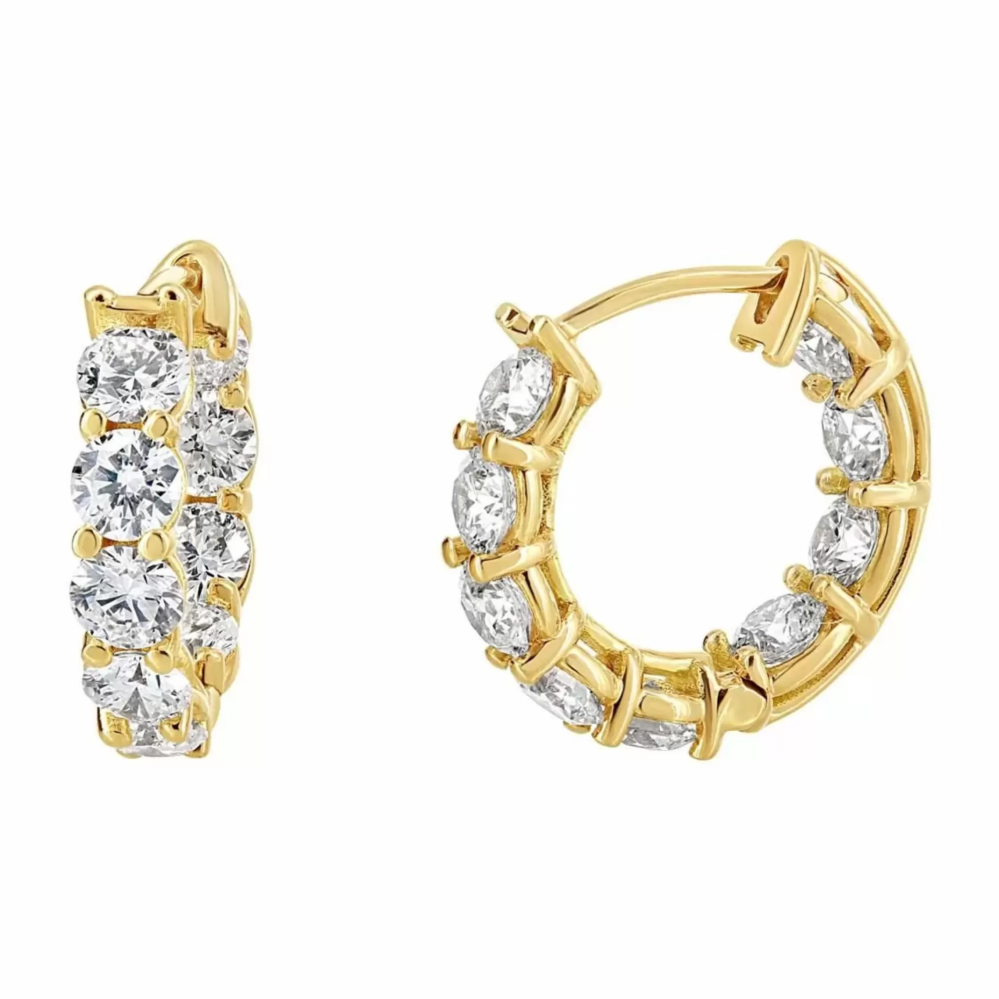 Norman Silverman 18K Rose Gold In And Out Diamond Huggie Earrings Fashion
