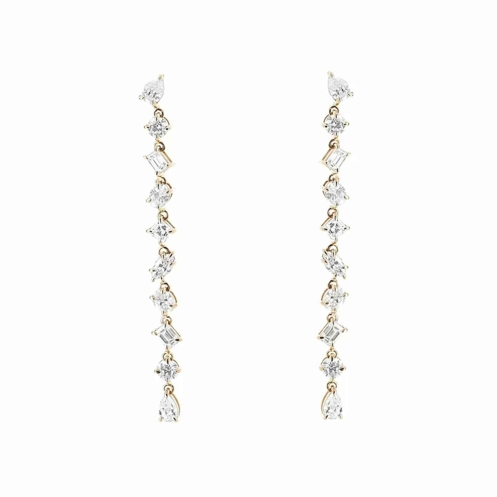 Norman Silverman 18K Rose Gold Mixed Shape Diamond Inline Drop Earrings Flash Sale