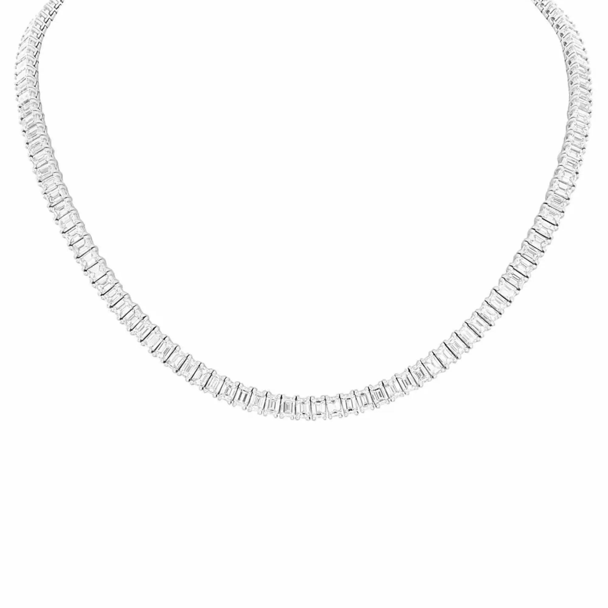Norman Silverman 18K White Gold Emerald Cut Diamond Inline Necklace Discount