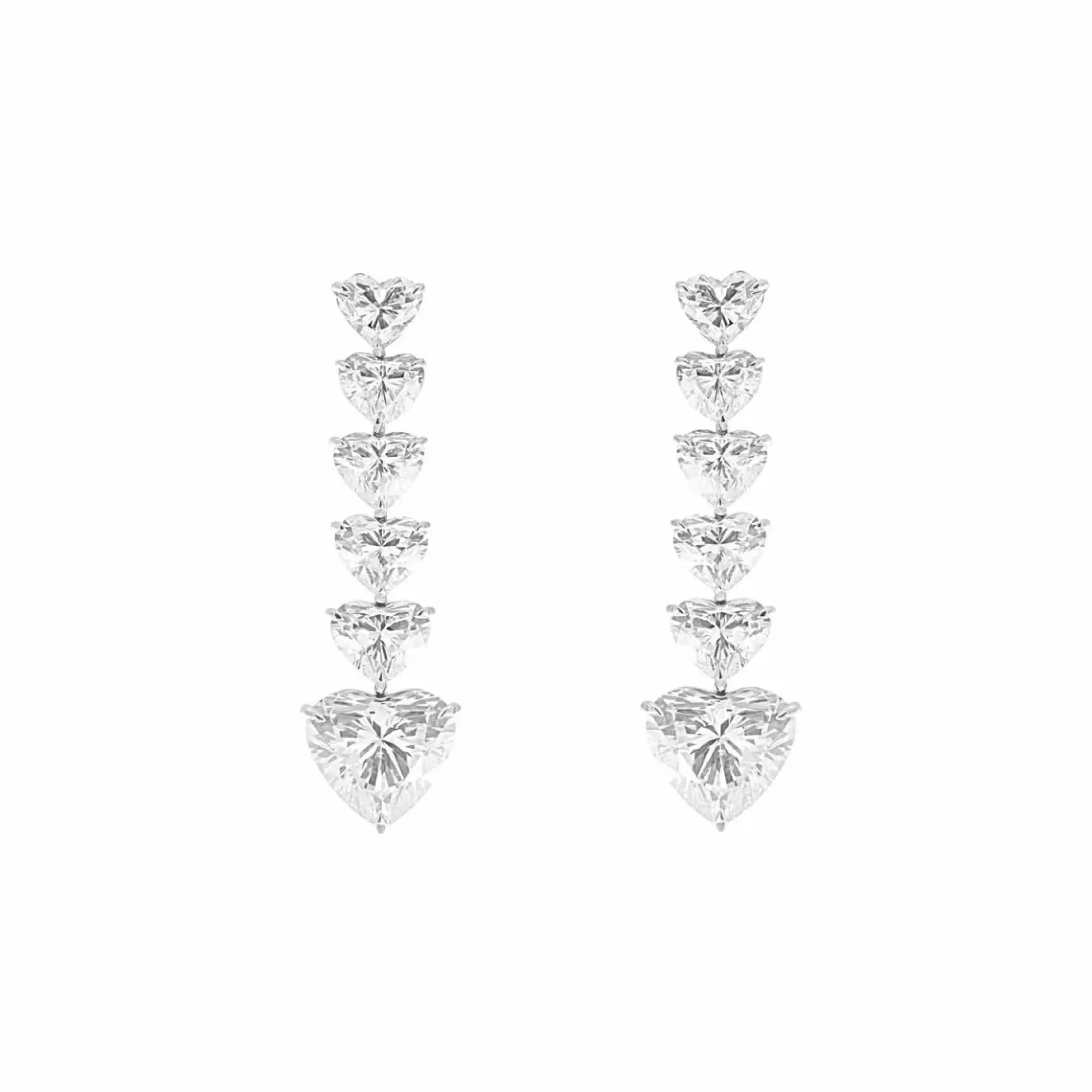 Norman Silverman 18K White Gold Heart Shaped Diamond Drop Earrings Sale