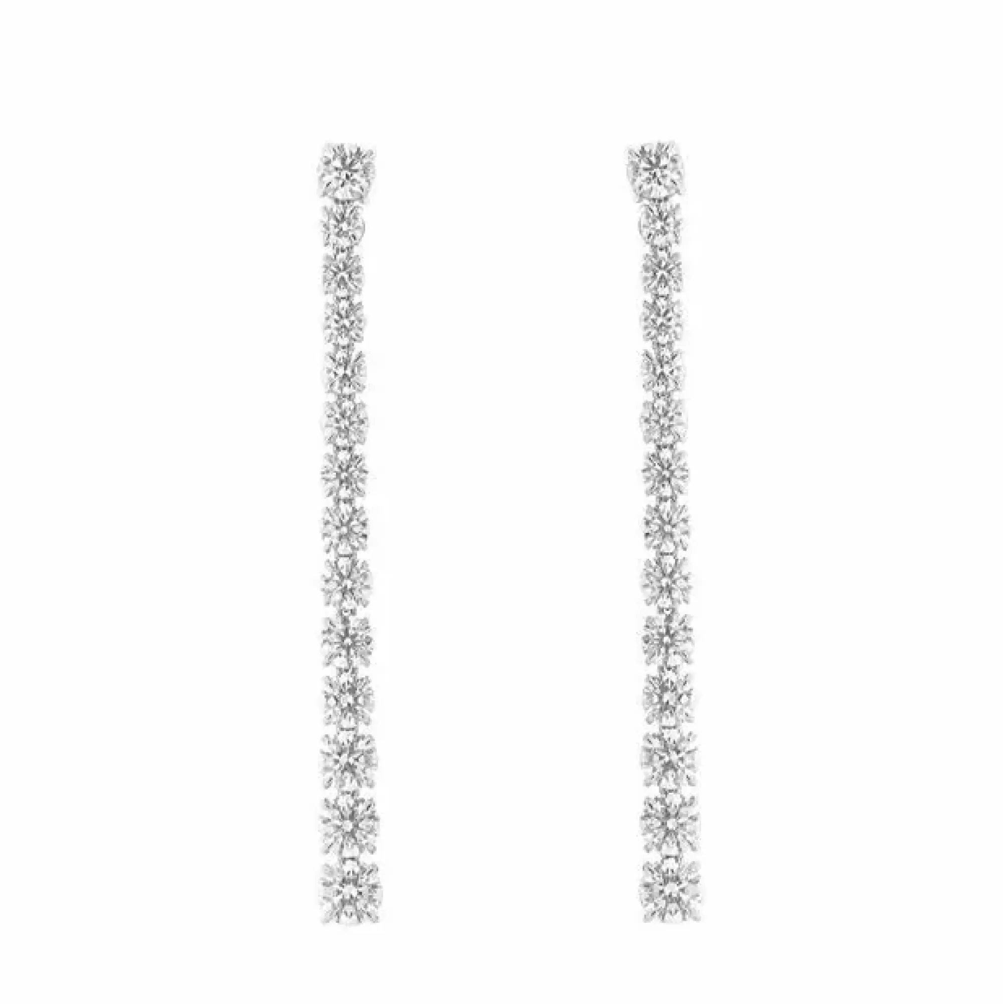 Norman Silverman 18K White Gold Inline Dangle Earrings Shop