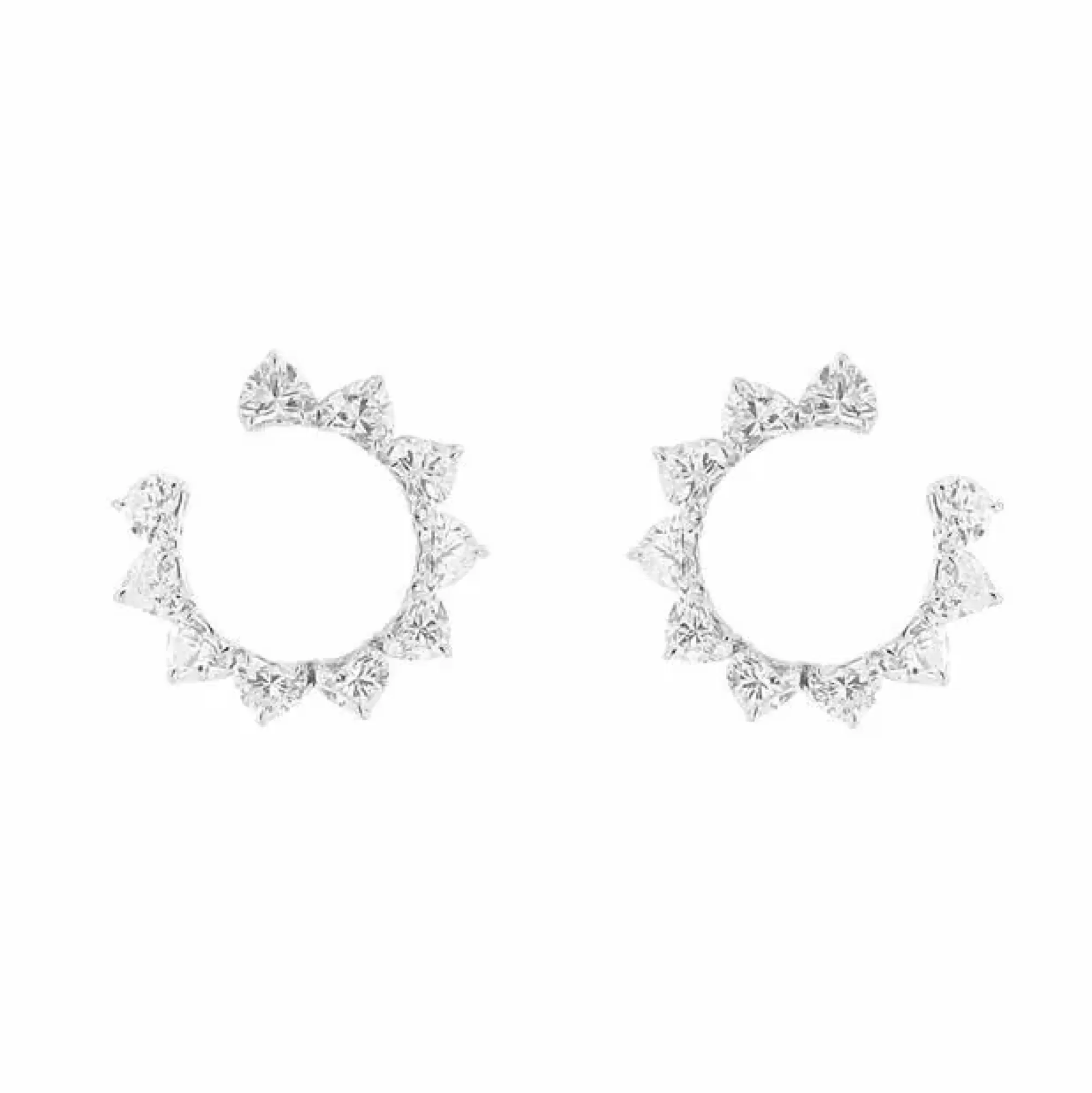 Norman Silverman 18K White Gold Open Circle Diamond Heart Earrings Outlet