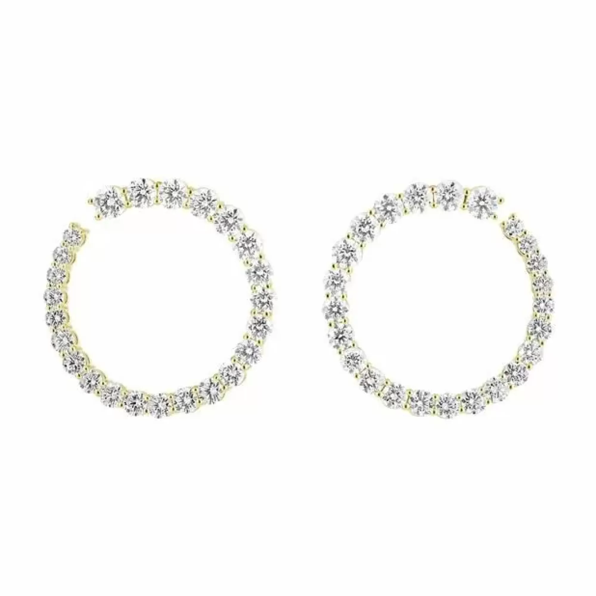 Norman Silverman 18K Yellow Gold Diamond Circle Earrings Flash Sale