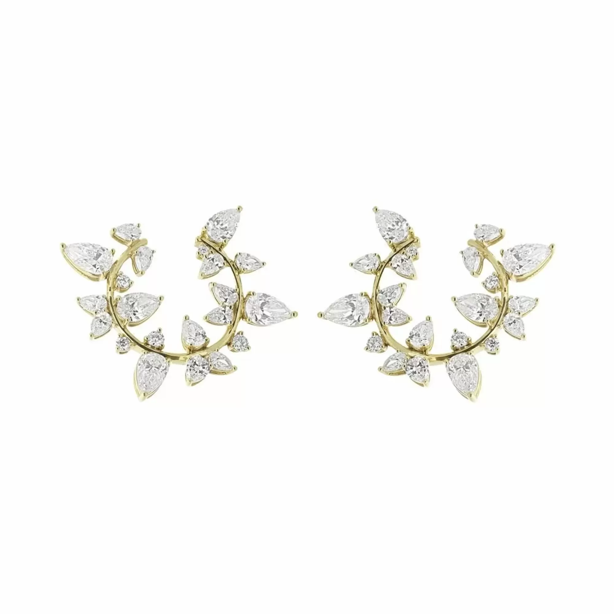 Norman Silverman 18K Yellow Gold Mixed Shape Diamond Circle Earrings Outlet