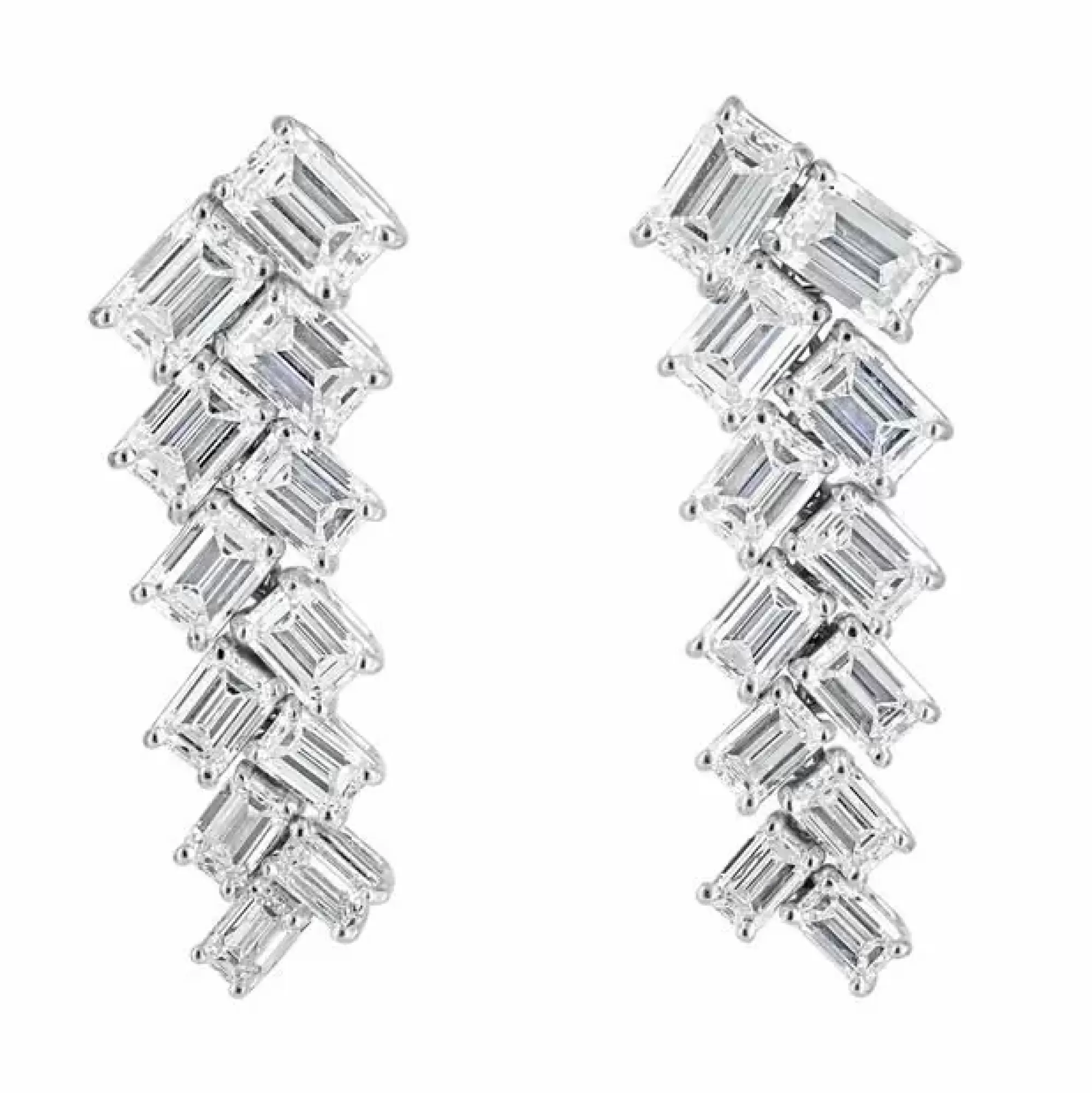 Norman Silverman Platinum Diamond Herringbone Dangle Earrings Outlet