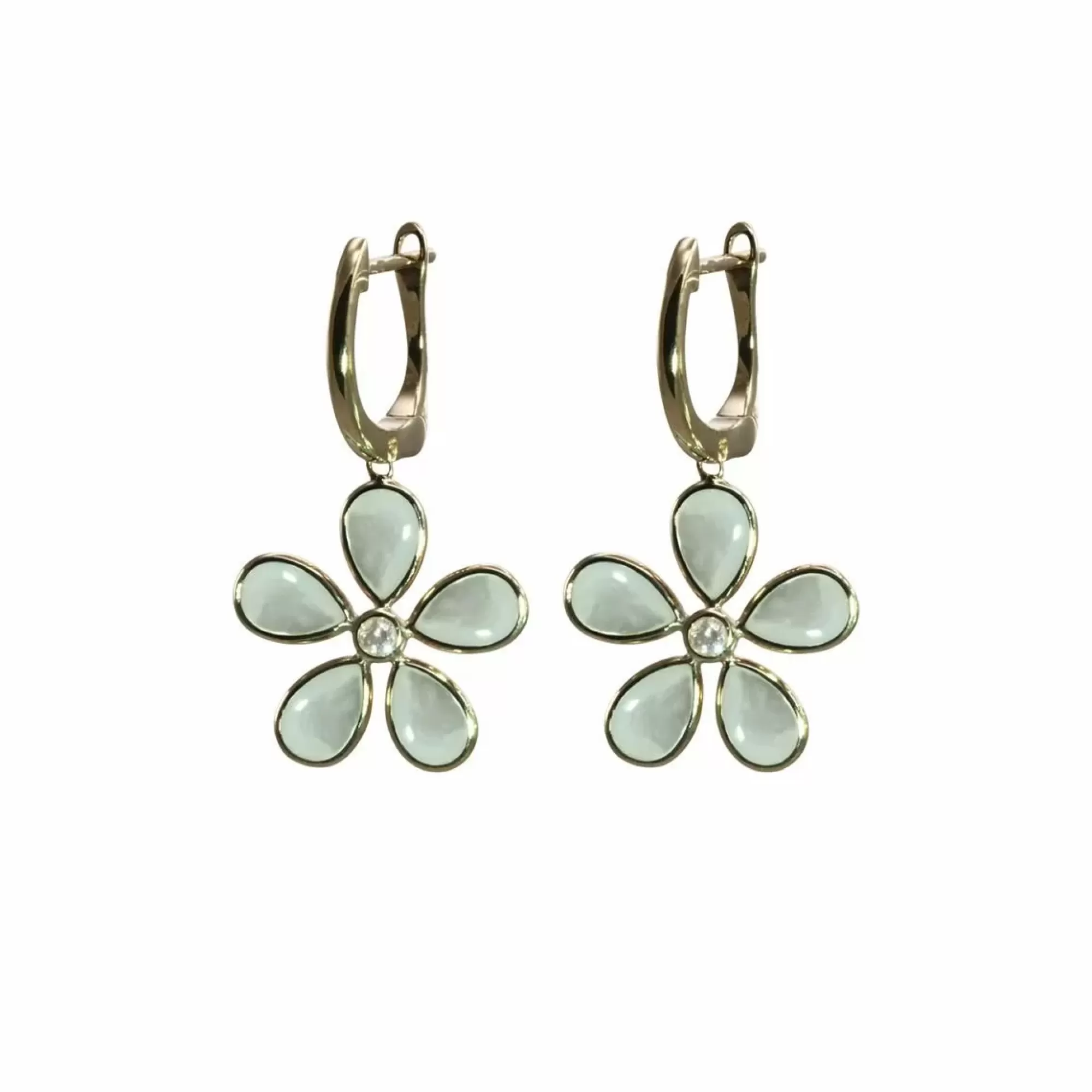 Olivia B 14K Yellow Gold Mother Of Pearl And Diamond Flower Drop Earrings Hot