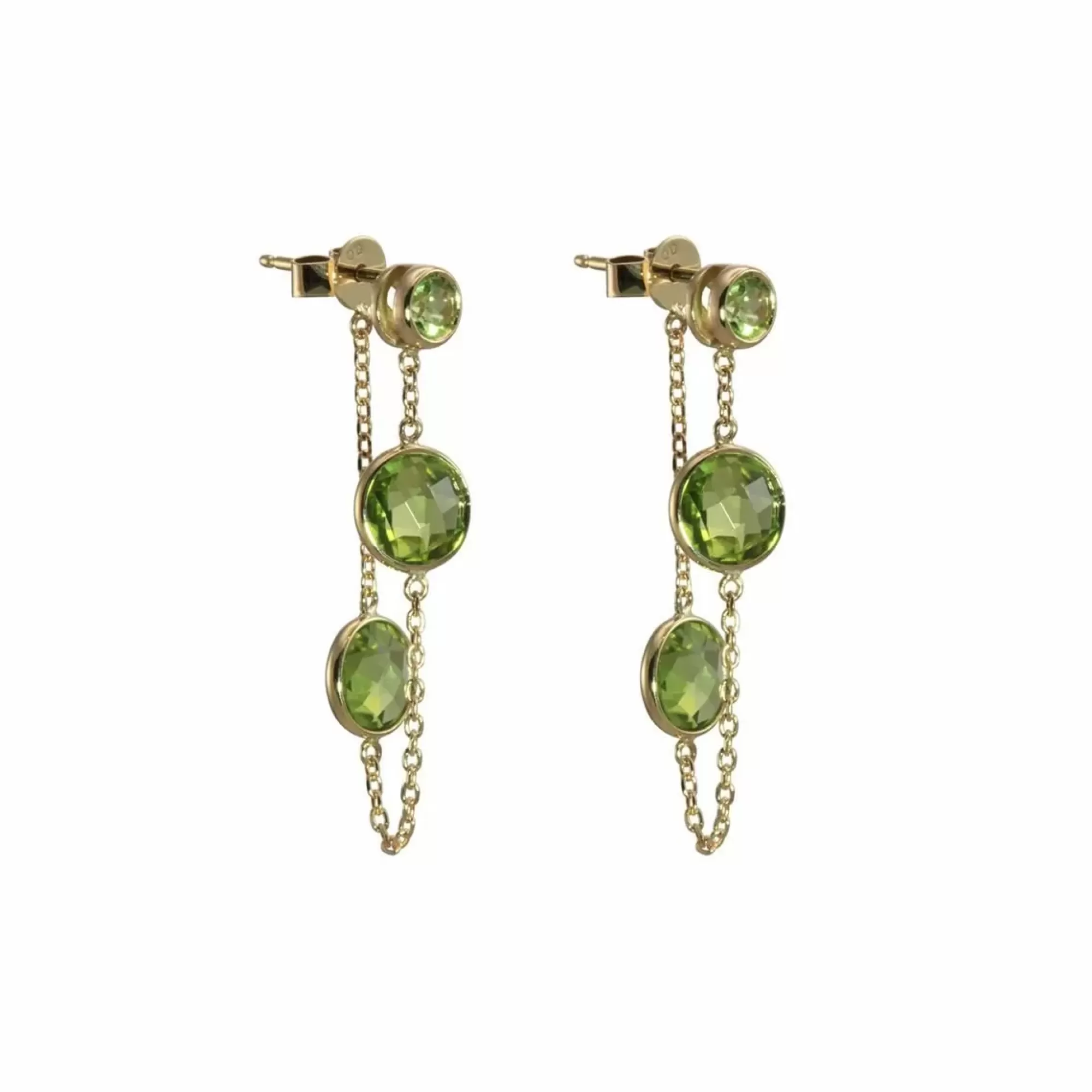 Olivia B 14K Yellow Gold Round Peridot Front Back Chain Drop Earrings Cheap