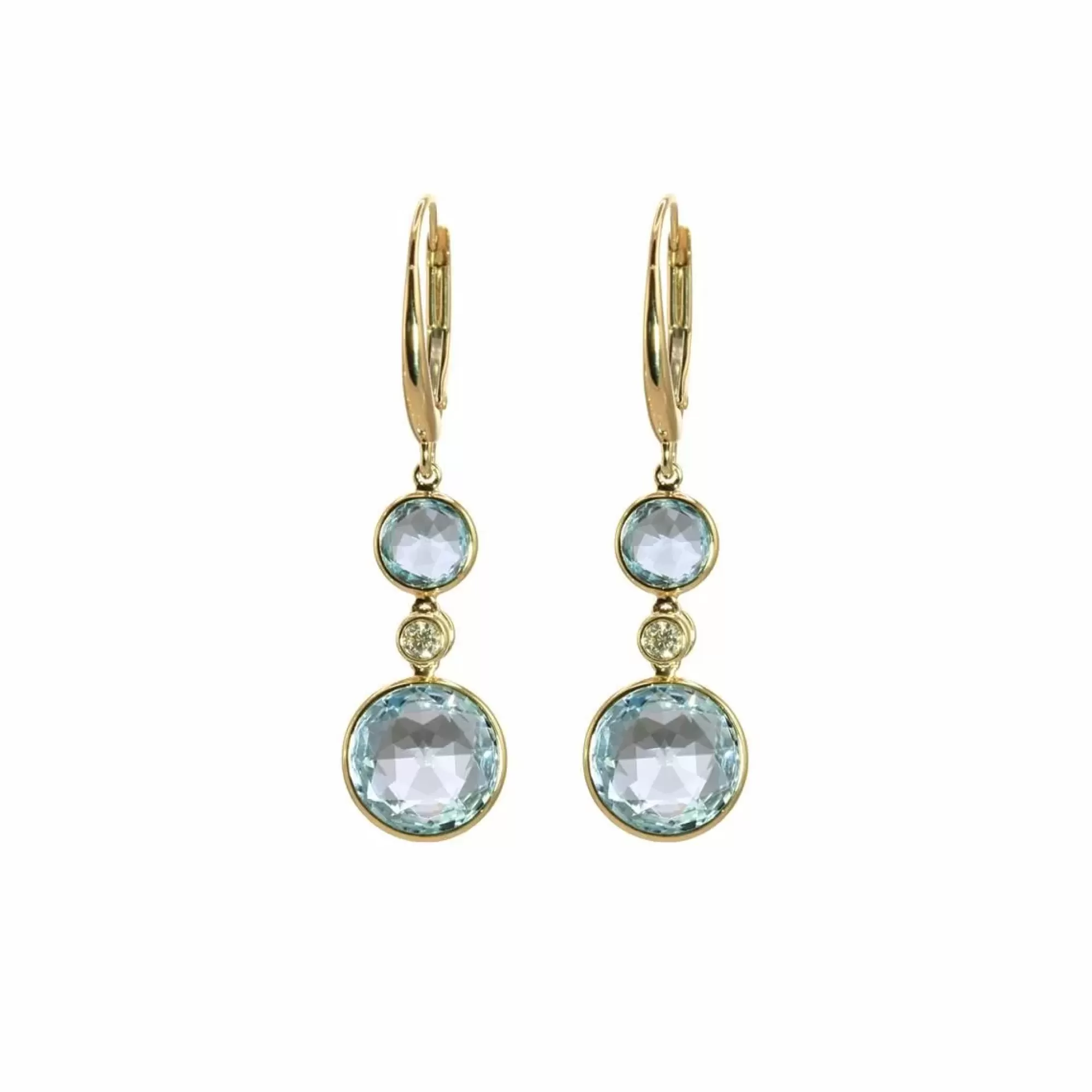 Olivia B 14K Yellow Gold Round Sky Blue Topaz And Diamond Drop Earrings Shop
