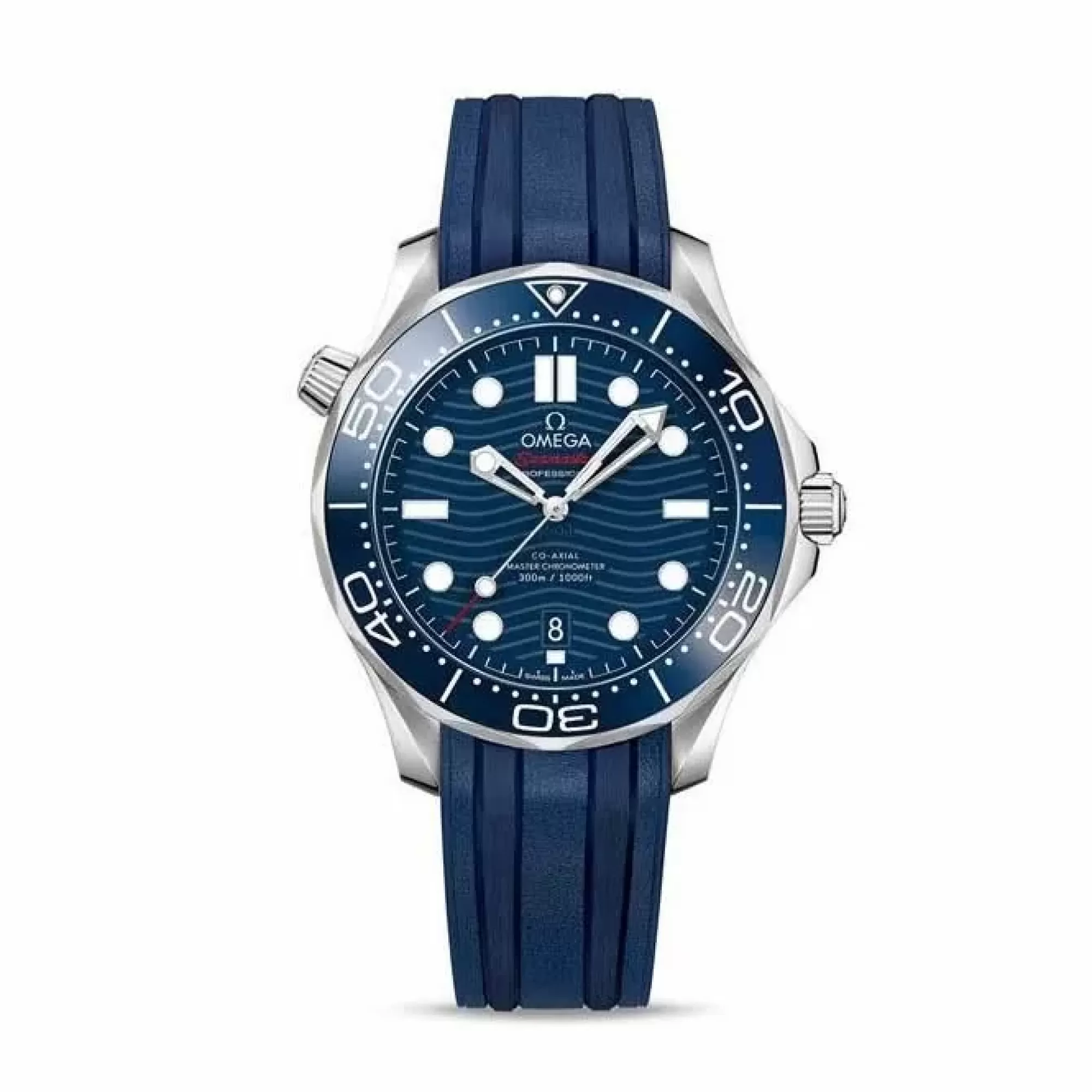 Omega Seamaster Diver 300M Stainless Steel Blue 42Mm With Rubber Strap Automatic Hot