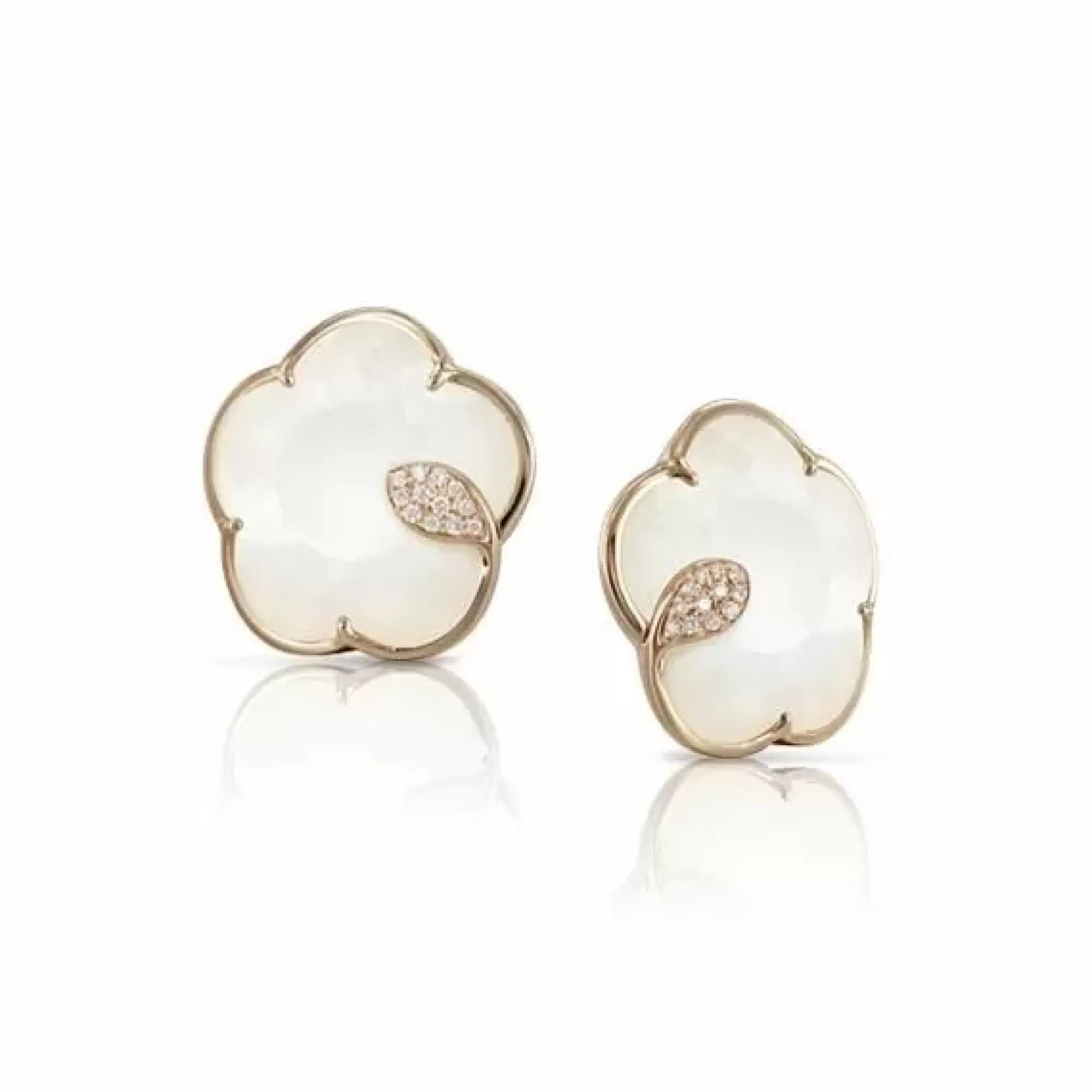 Pasquale Bruni 18K Rose Gold Diamond Mother Of Pearl And White Agate Flower Ton Joli Earrings Flash Sale