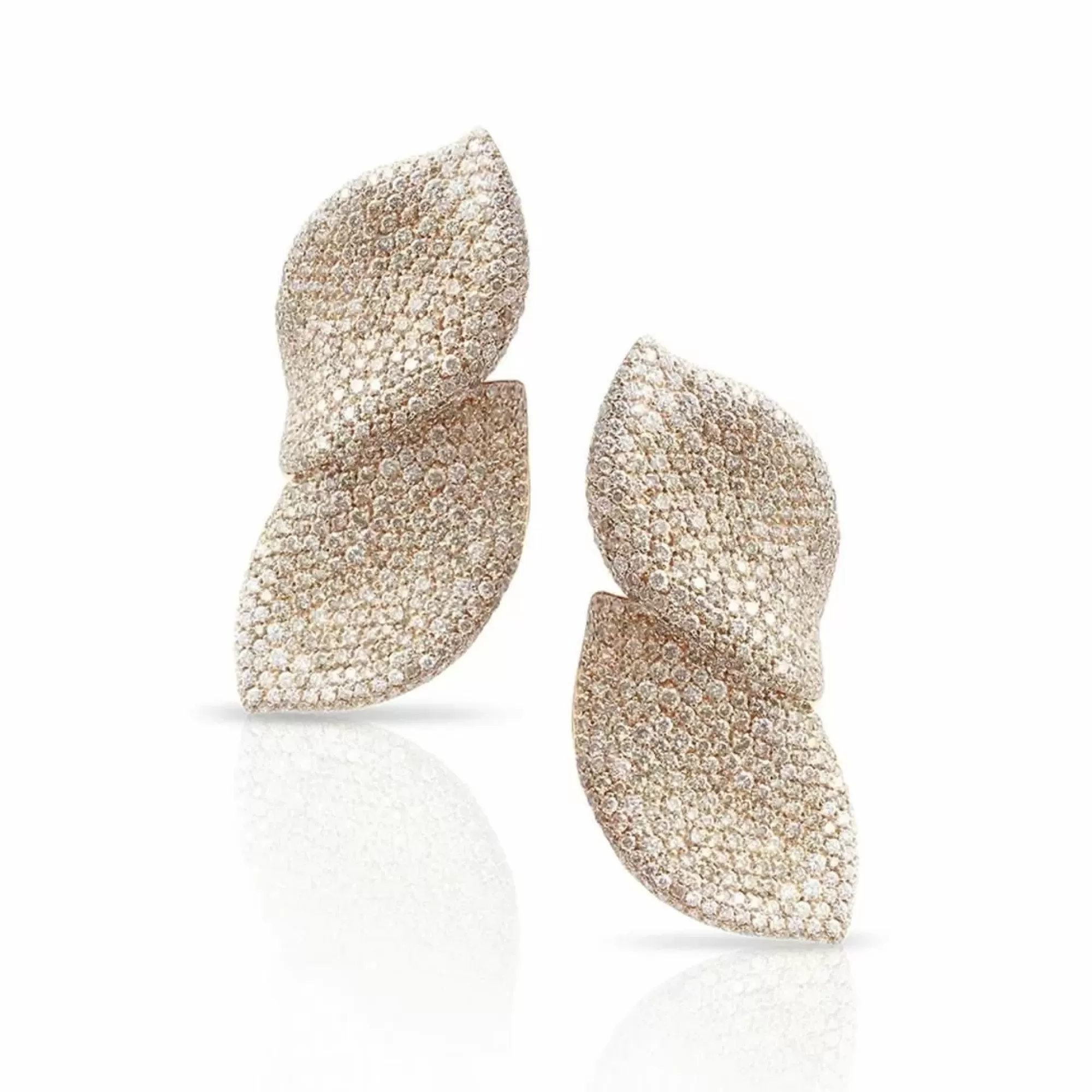Pasquale Bruni Ama Feel 18K Rose Gold Brown And White Diamond Earrings New