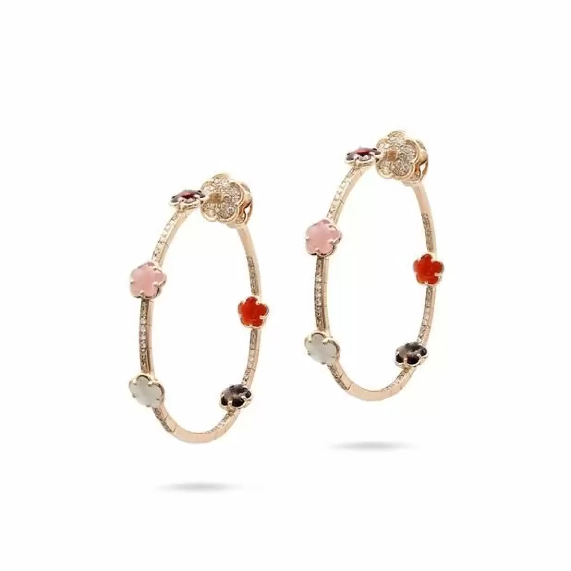 Pasquale Bruni Figlia Dei Fiori Multi Stone 18K Rose Gold Hoop Earrings Best