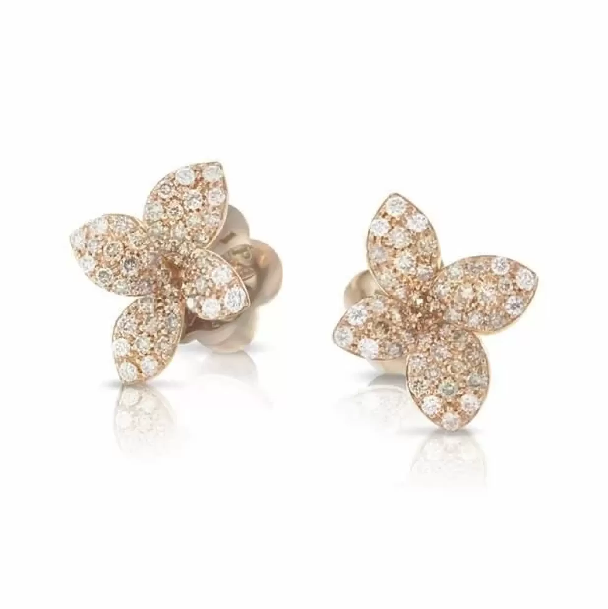 Pasquale Bruni Petit Garden 18K Rose Gold With Brown And White Diamond Earrings New